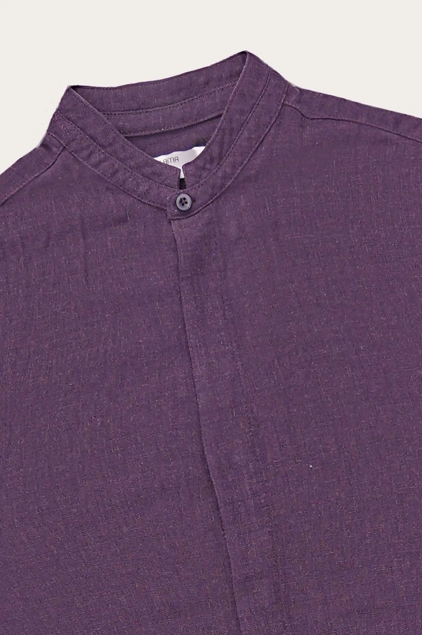 MELANGE NAVY BAND COLLAR SHIRT