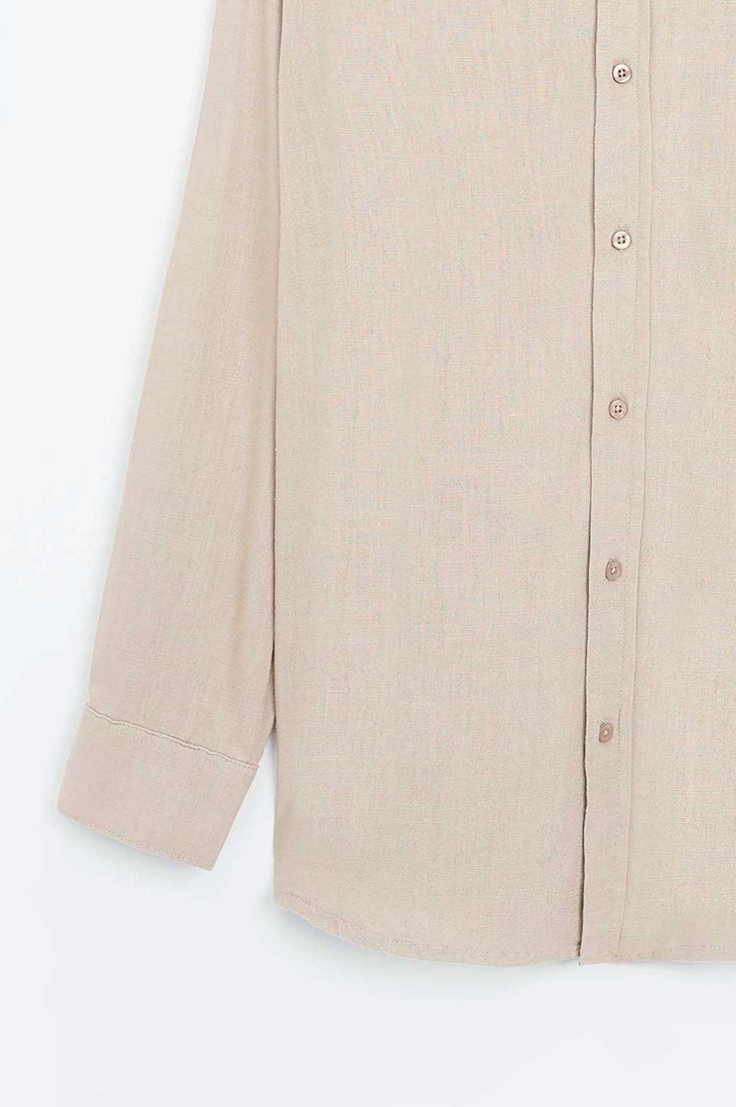 BEIGE BASIC BUTTON DOWN SHIRT