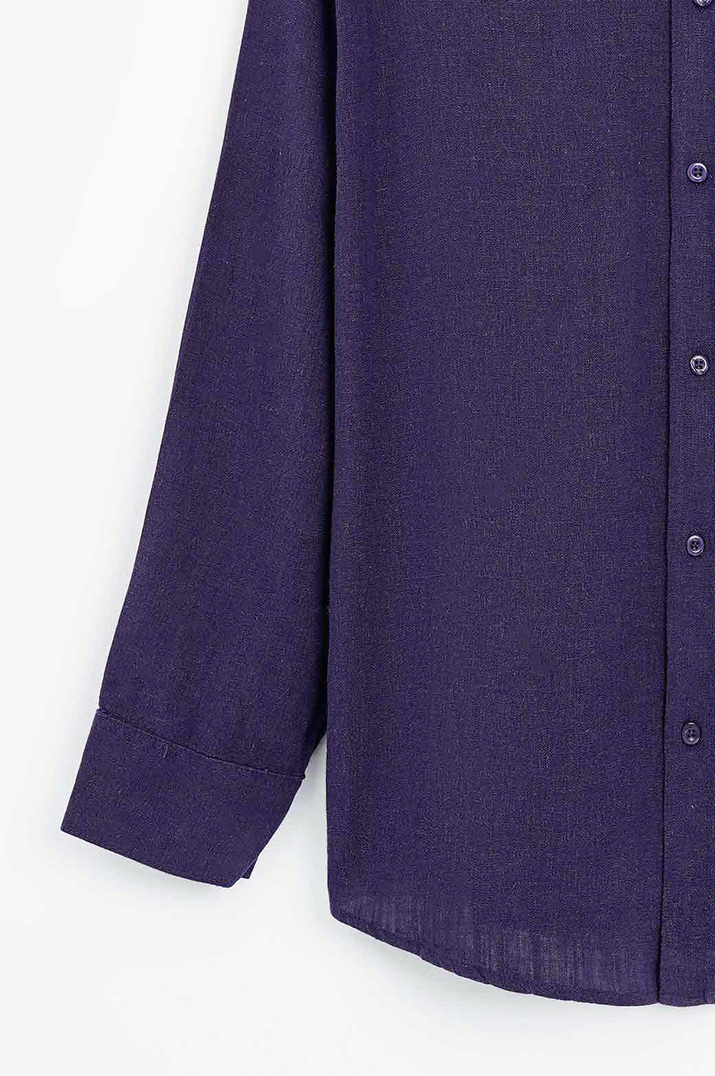 MELANGE NAVY BASIC BUTTON DOWN SHIRT