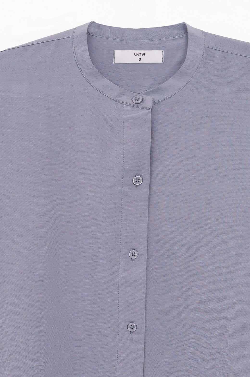 BLUE BAND COLLAR LONG SHIRT