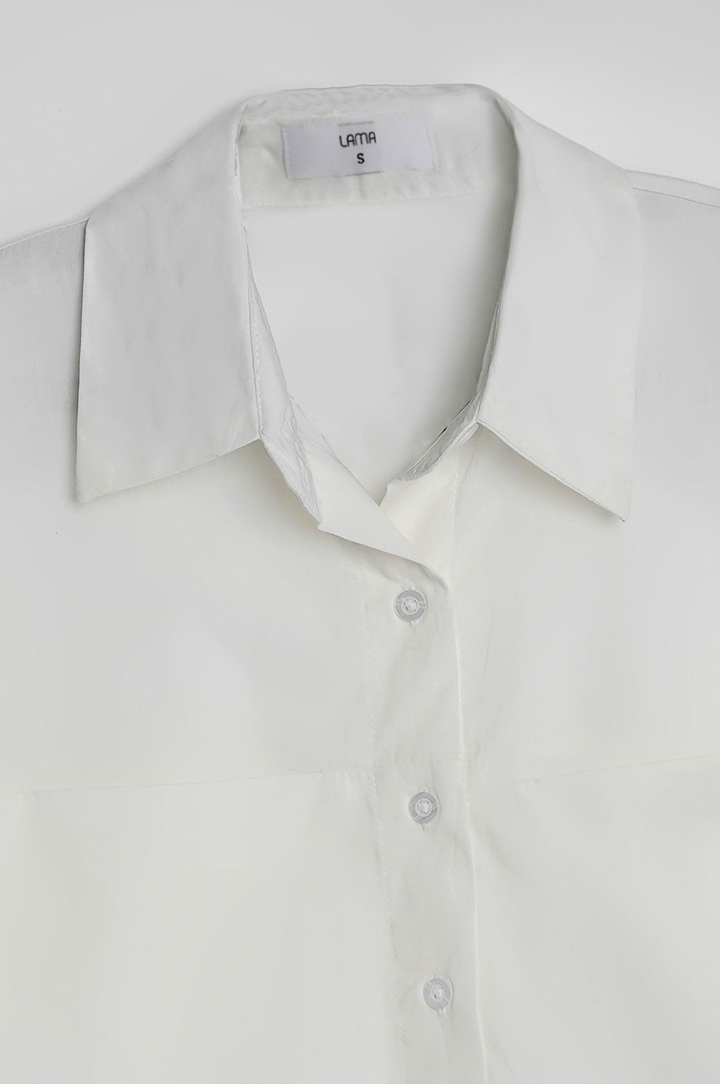 WHITE CROPPED BUTTON DOWN SHIRT