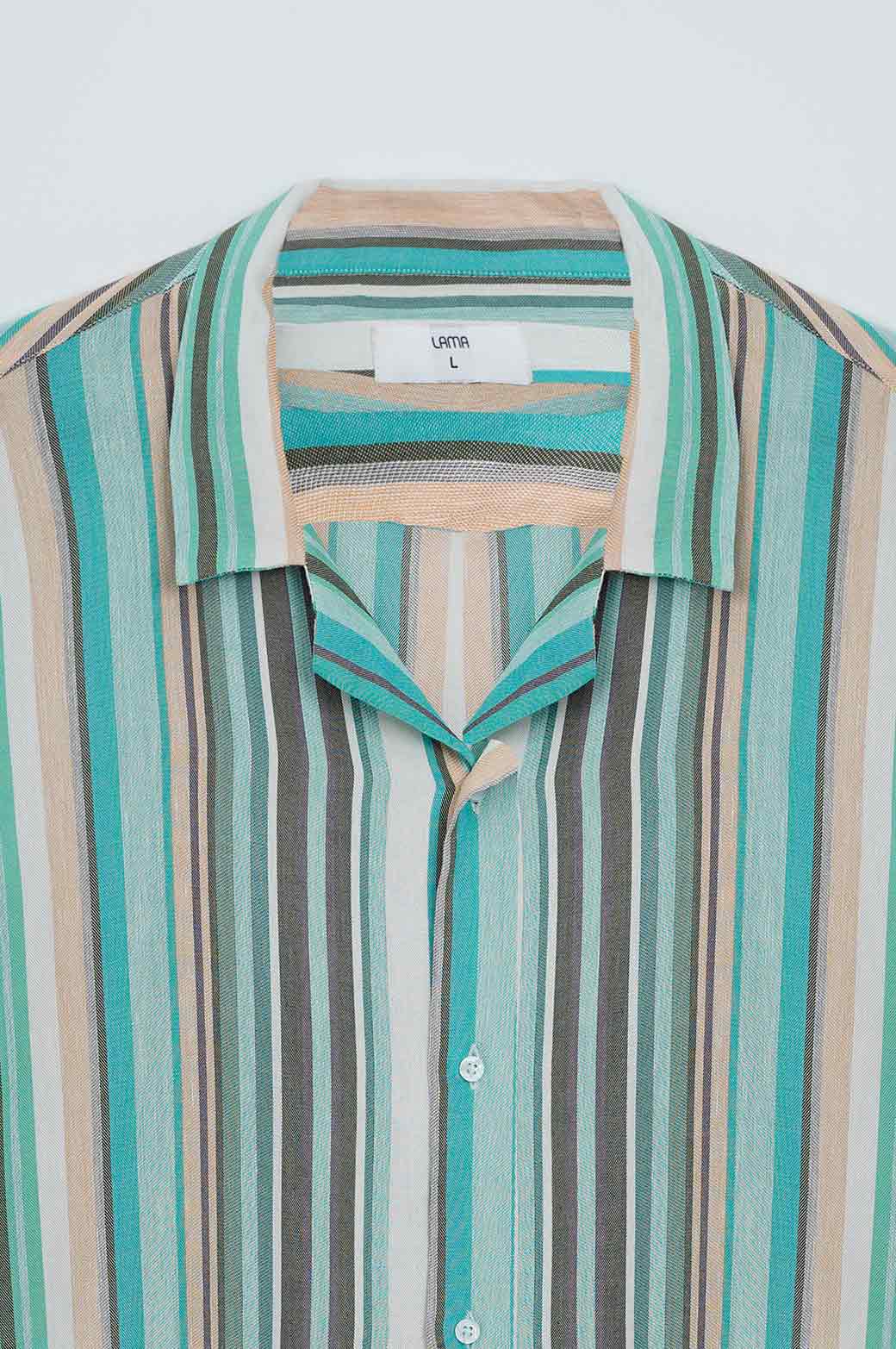 GREEN STRIPED SAFARI SHIRT