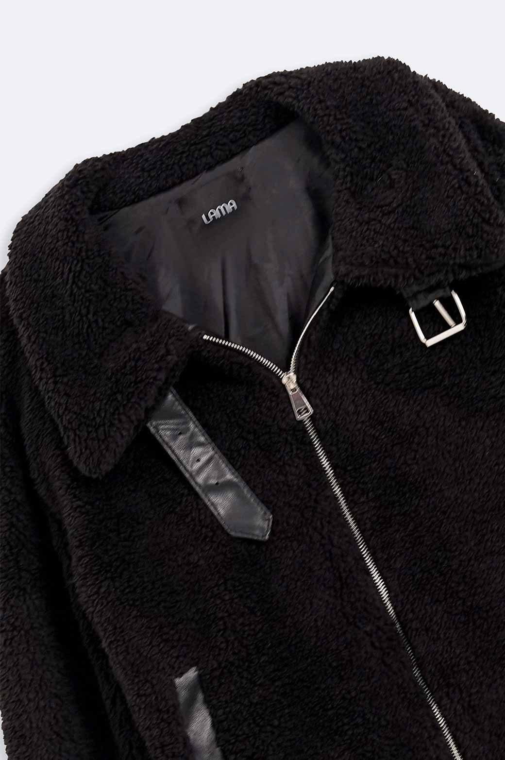 BLACK SOFT SHEARLING JACKET