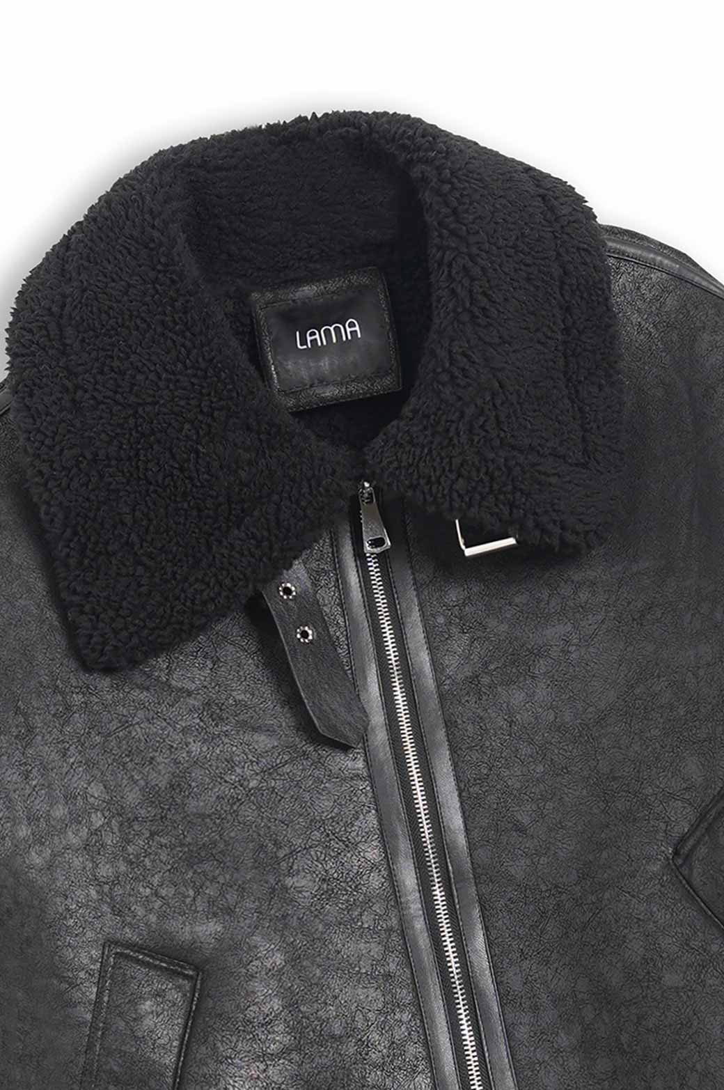 ALL BLACK ROXY SUEDE SHEARLING JACKET