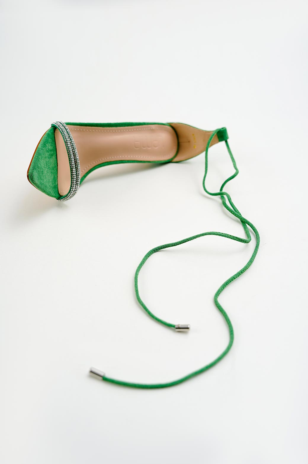 GREEN CRYSTAL STRAPPY HEEL