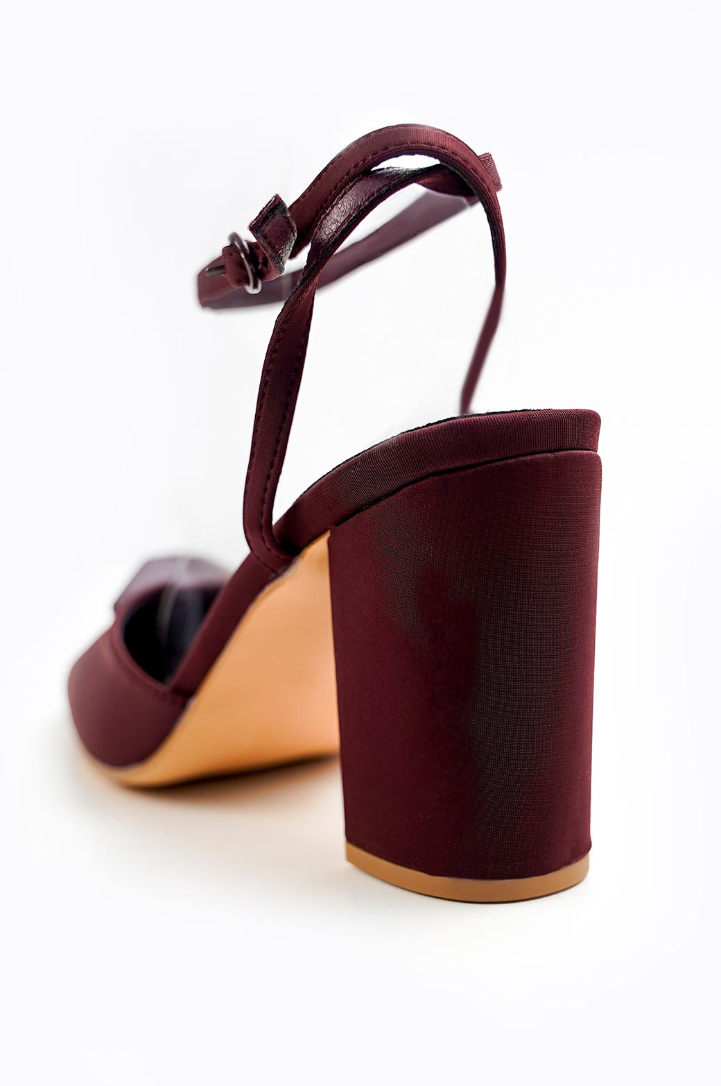 MAROON STUDDED BLOCK HEEL