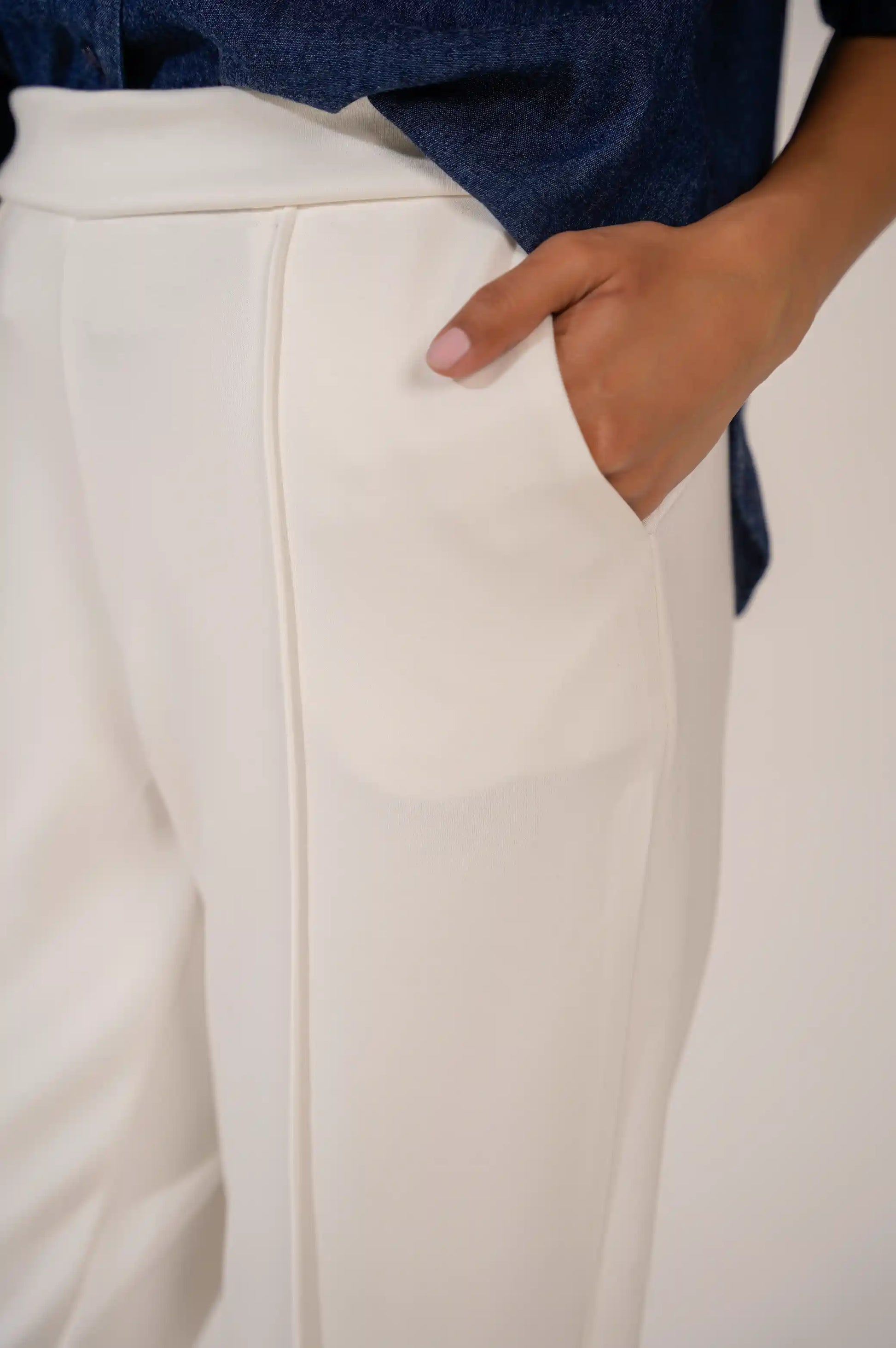 White Straight Easy Slacks