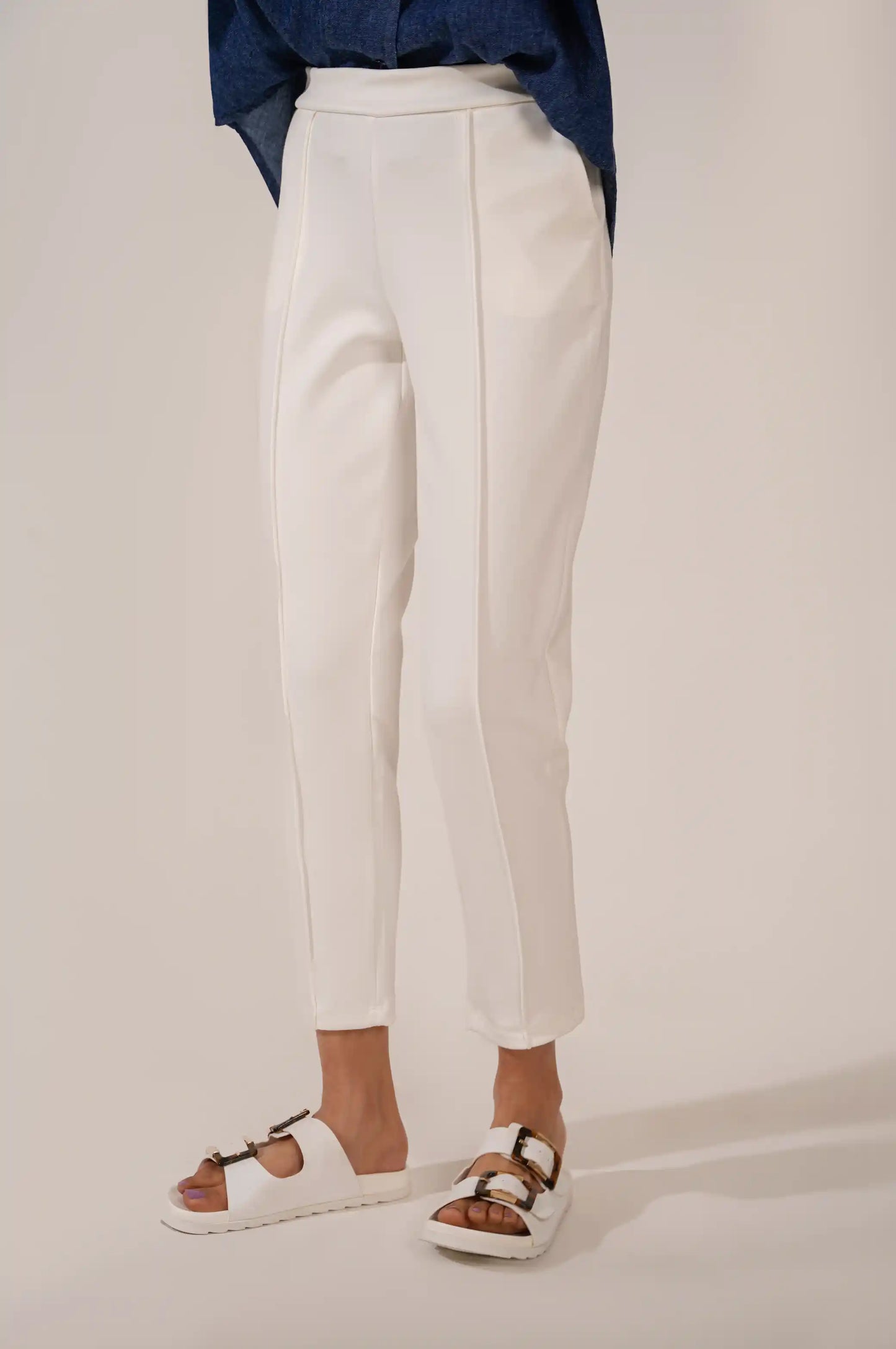 White Straight Easy Slacks