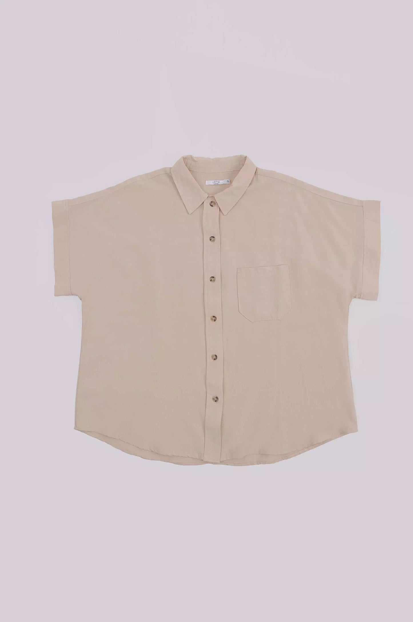 Beige Women Button Down Shirt