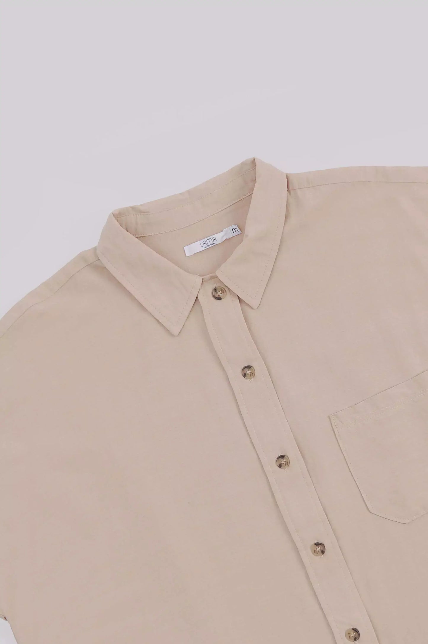Beige Women Button Down Shirt