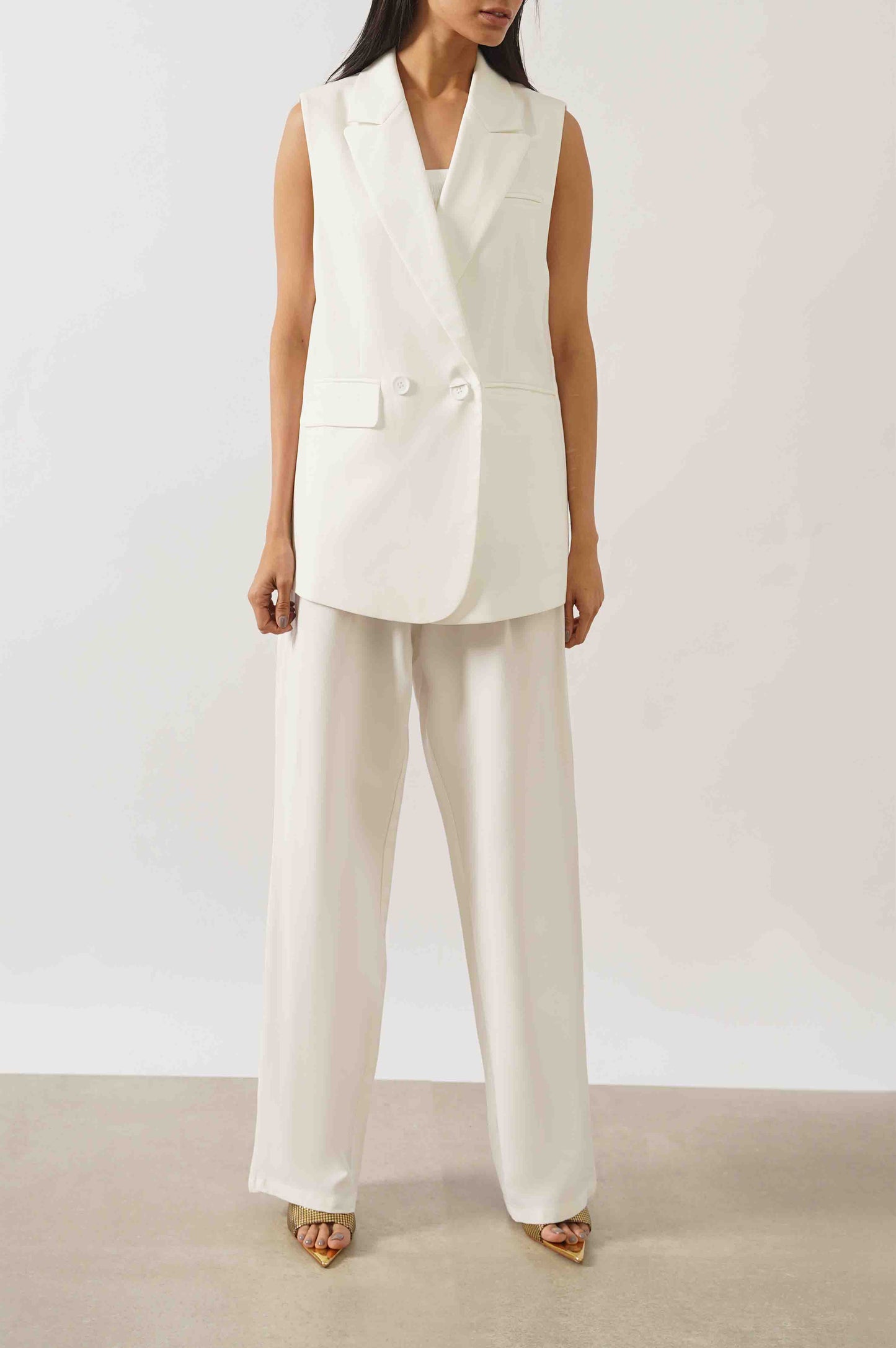 WHITE TAILORED OVERSIZED PANT