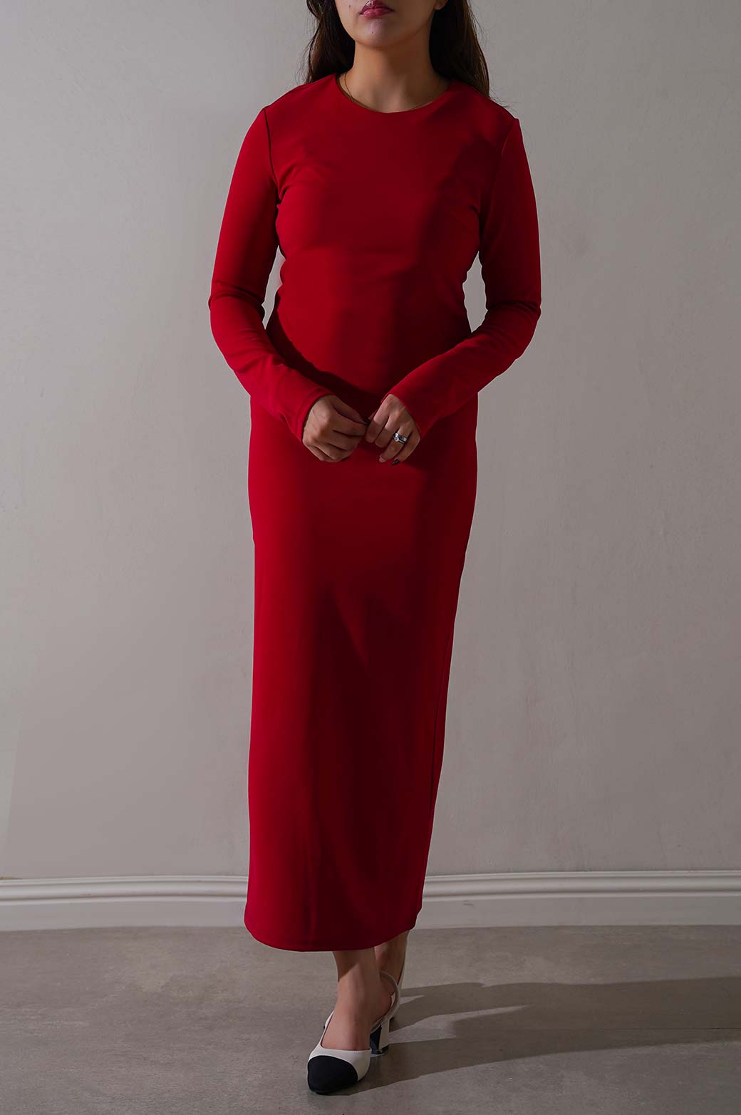 RED TAILORED DRESS