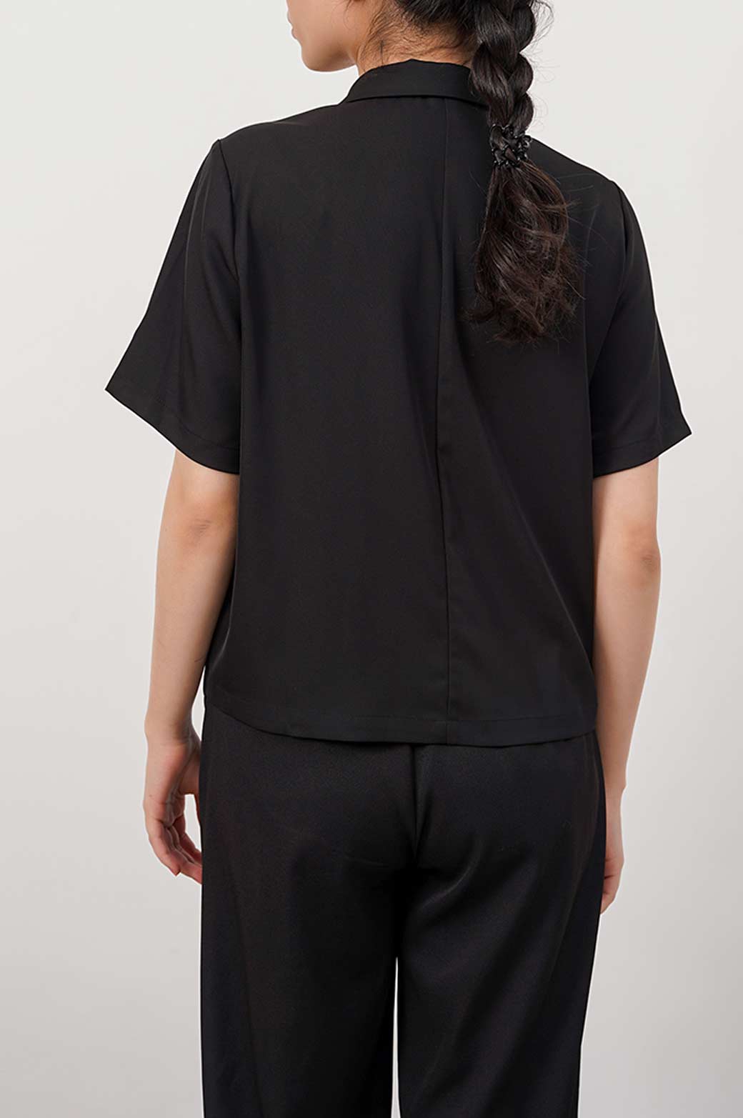 BLACK CROPPED BLAZER SHIRT