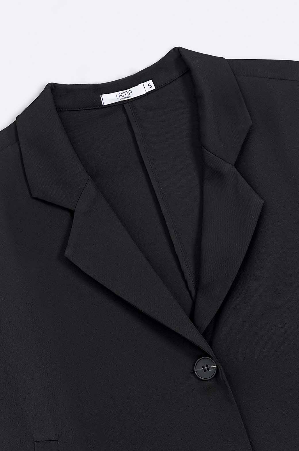 BLACK CROPPED BLAZER SHIRT