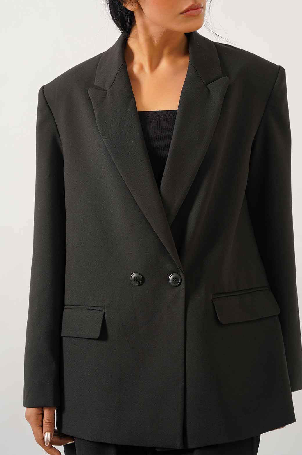 BLACK TAILORED OVERSIZED BLAZER