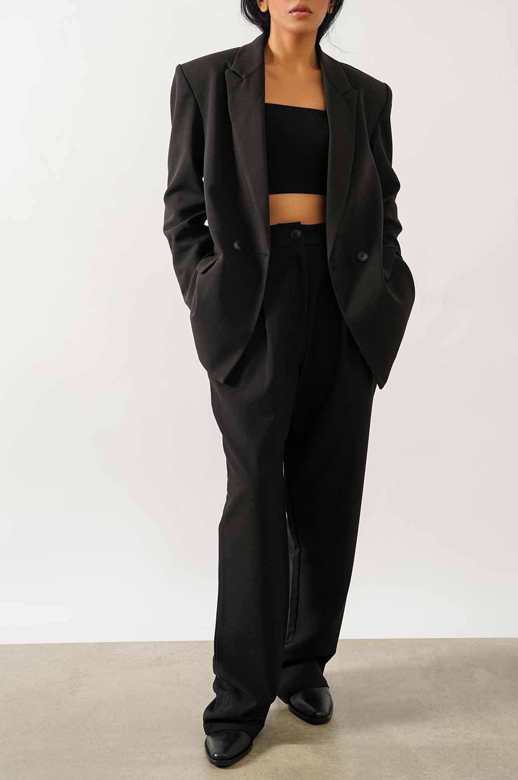 BLACK TAILORED OVERSIZED BLAZER
