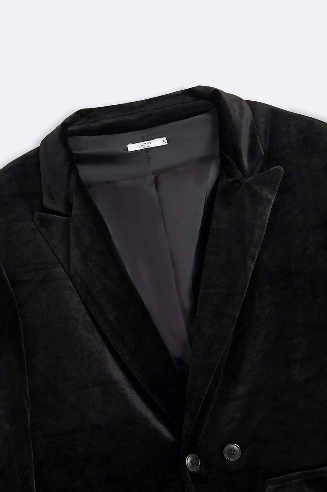 BLACK OVERSIZED VELVET BLAZER