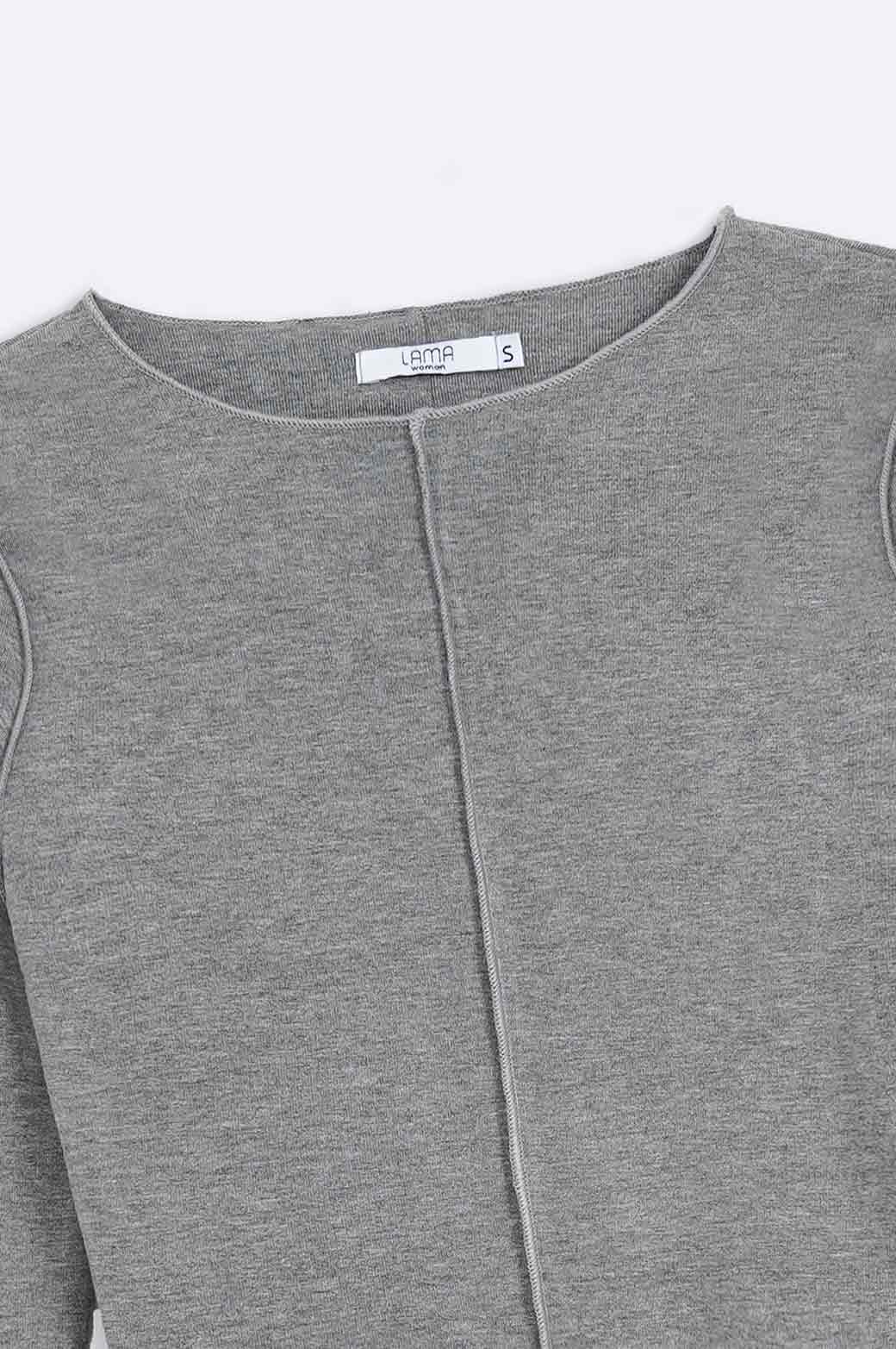 GREY CROPPED T-SHIRT WITH PLEAT