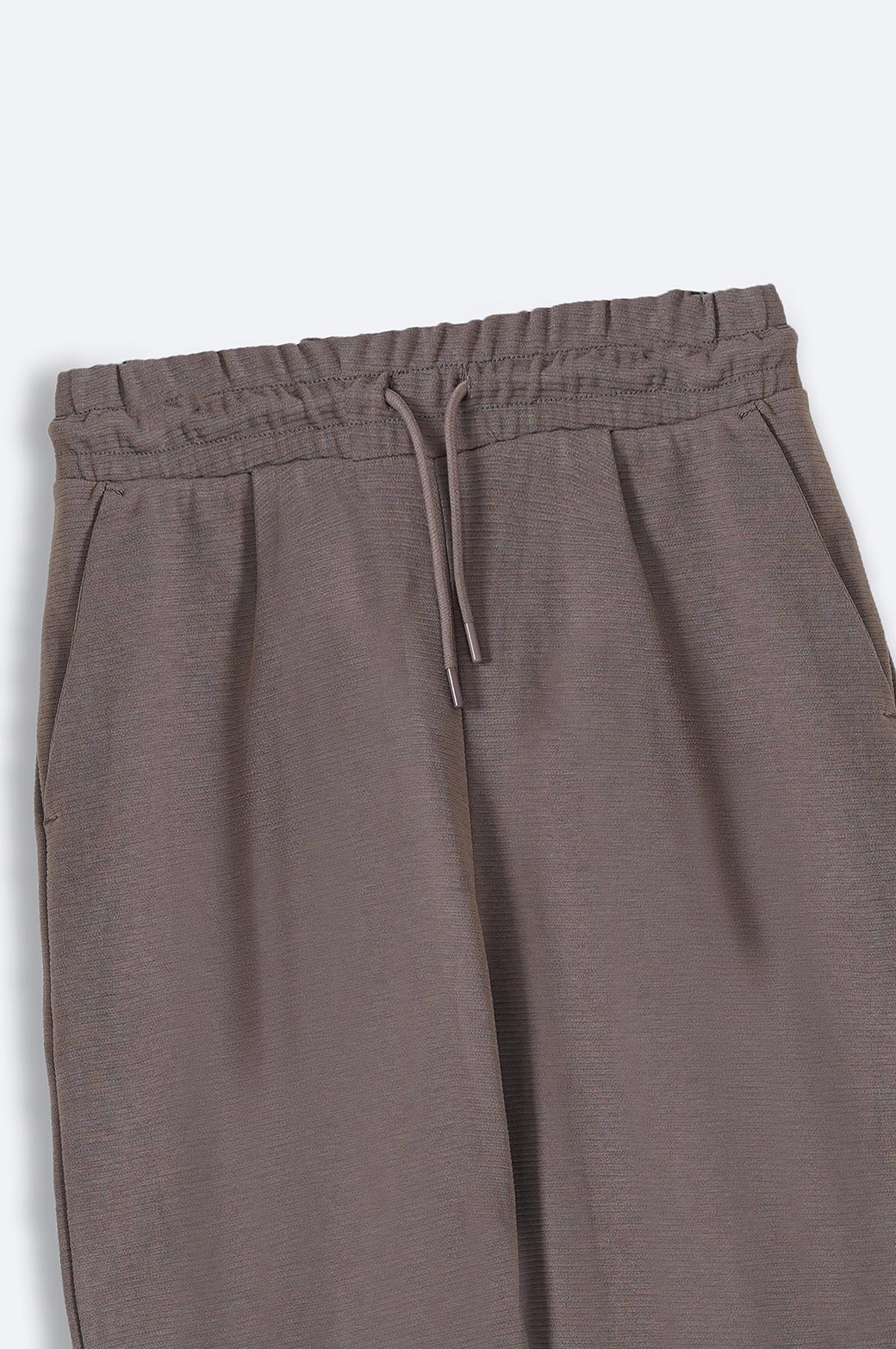 SLATE BROWN ACQUARD TURN-UP TROUSER