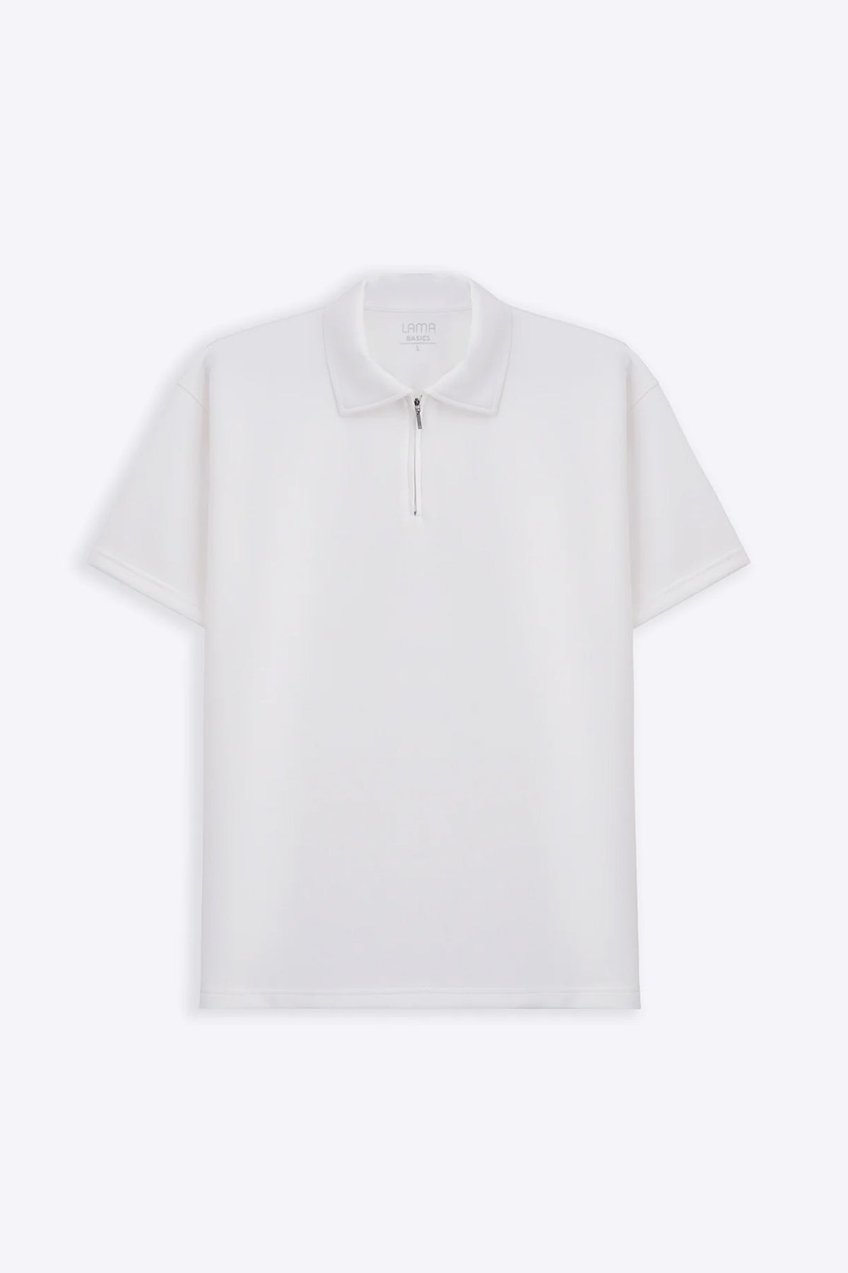 monzee モンジー Zip Polo-ホワイト Lのみ MAS25TP116-WHITE-ZIPPER-POLO-