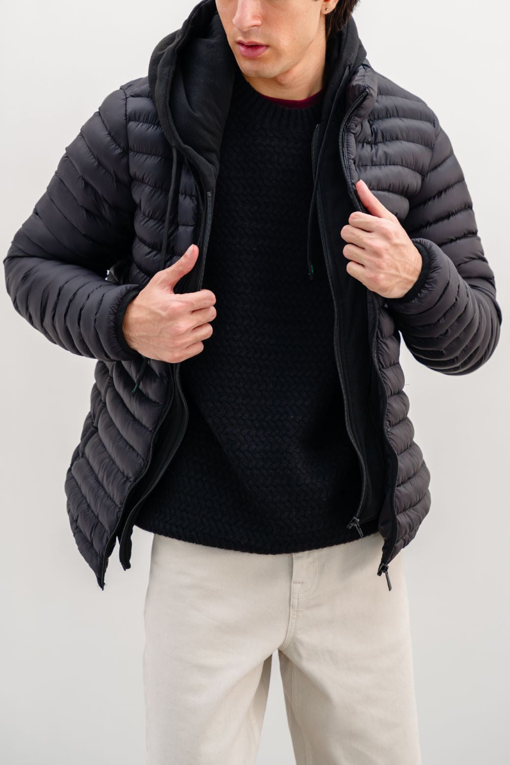 Hooded padded double zip hotsell