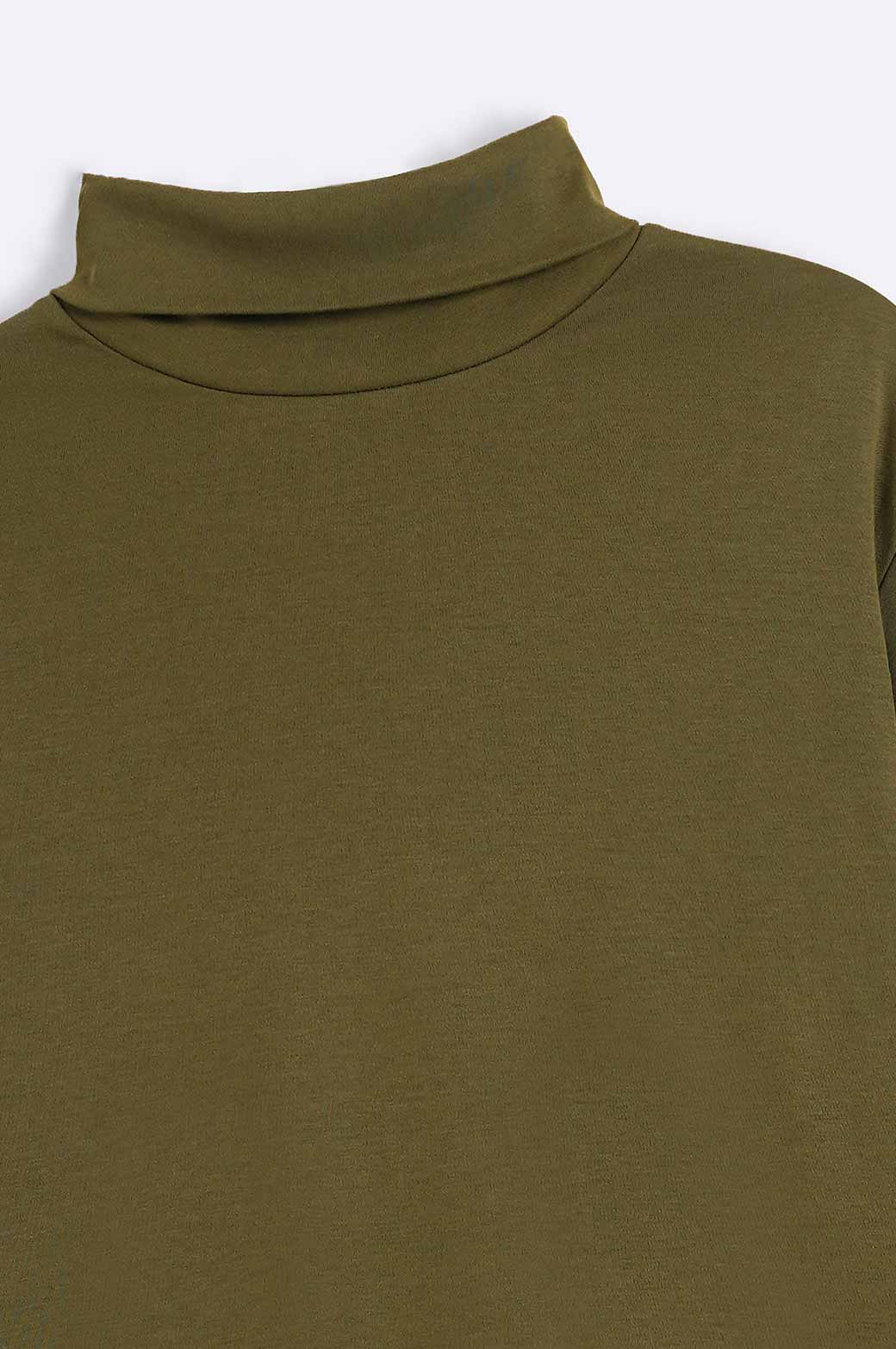 OLIVE HIGH NECK SWEATSHIRT