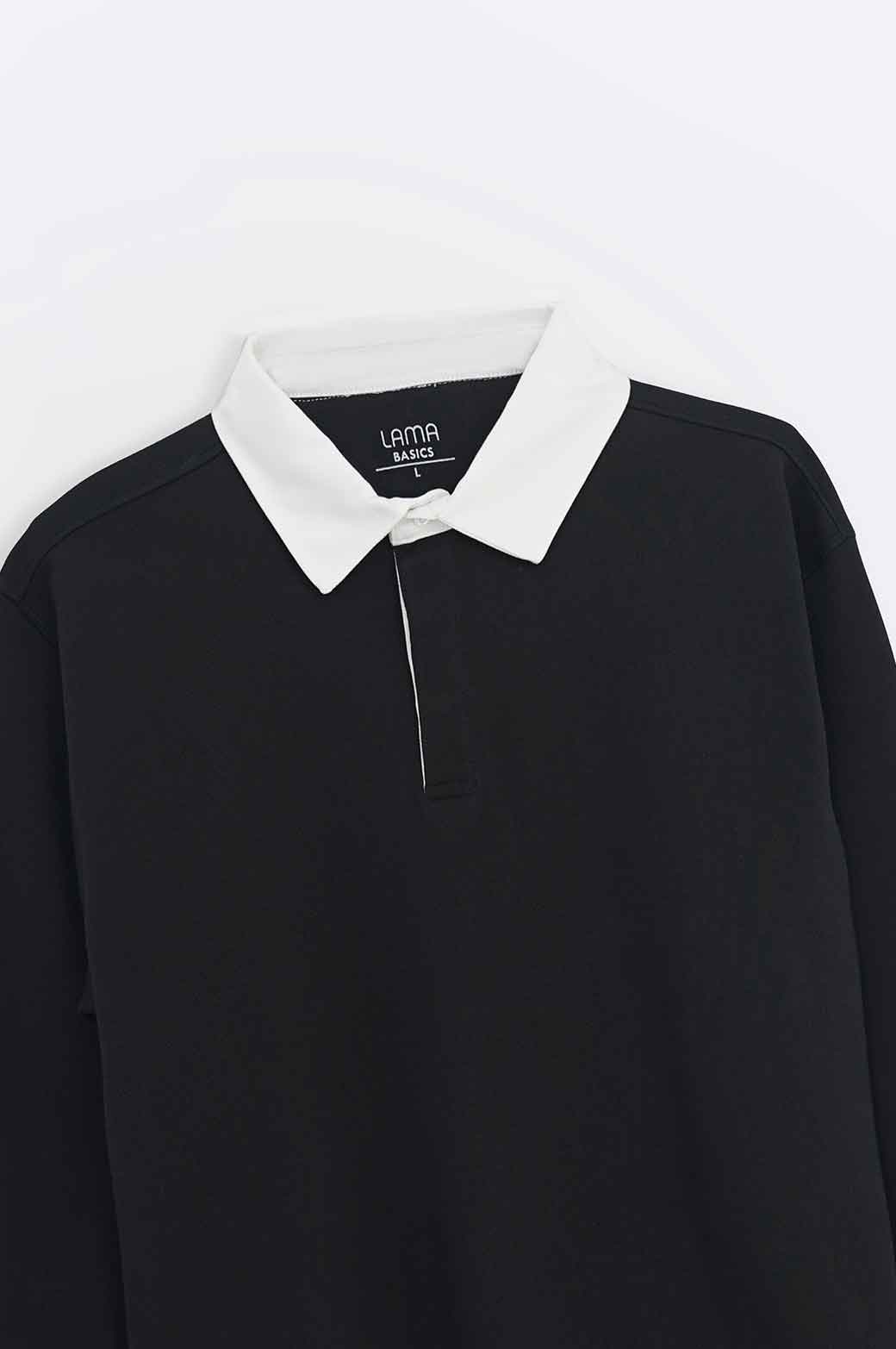 BLACK RUGBY POLO SHIRT