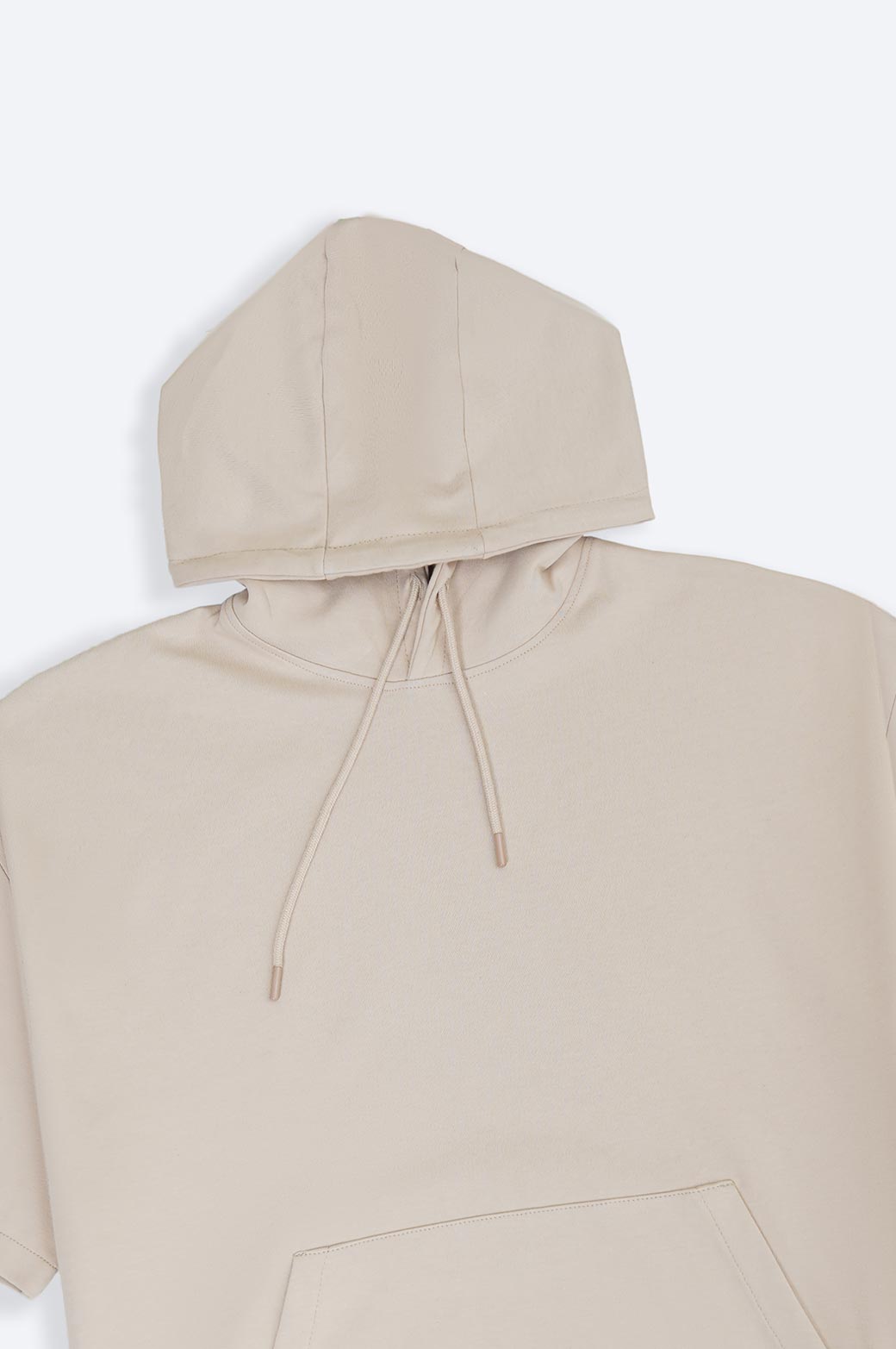 BEIGE SHORT SLEEVE HOODIE
