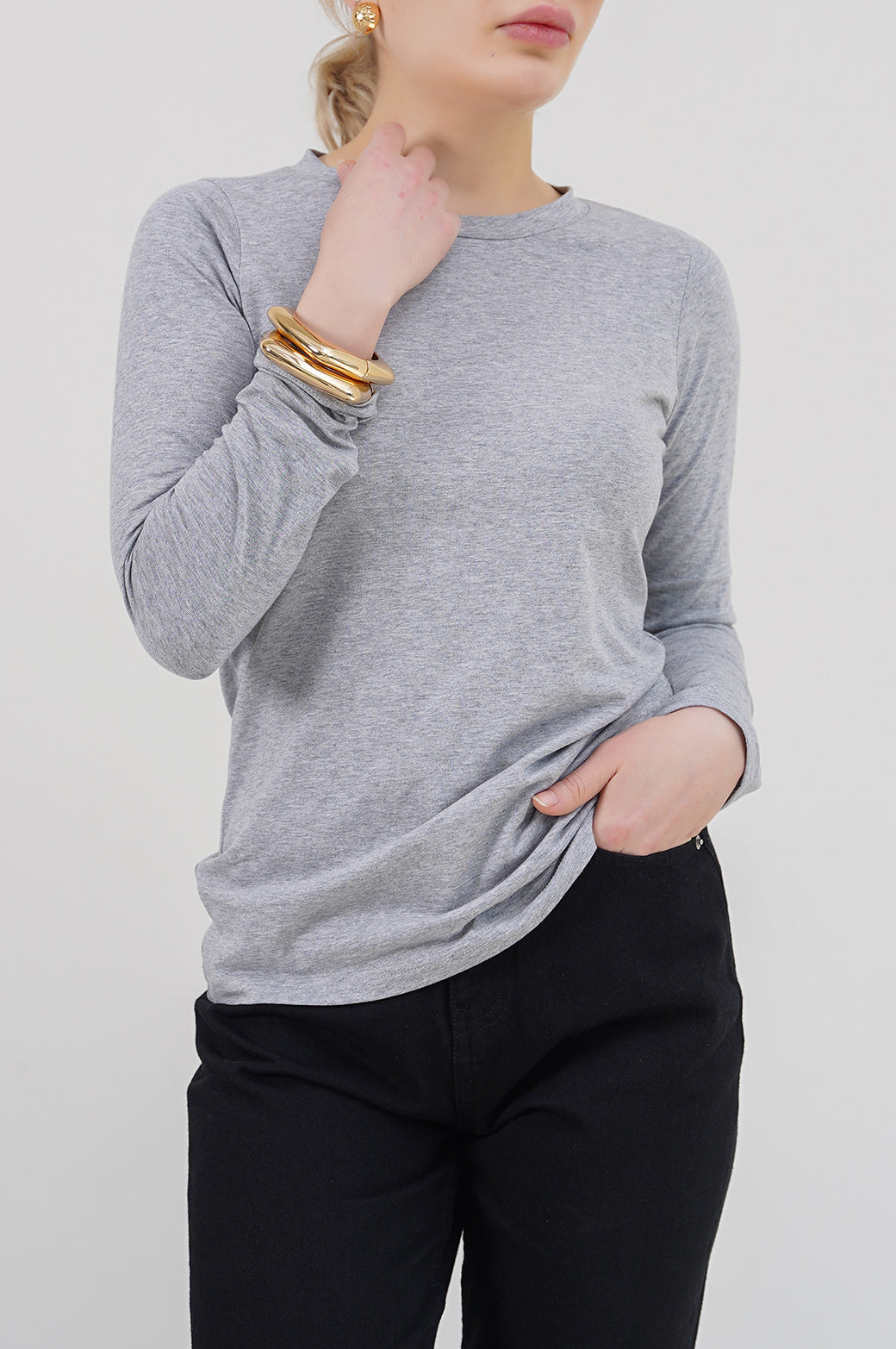 HEATHER GREY EVERYDAY ROUND NECK T-SHIRT