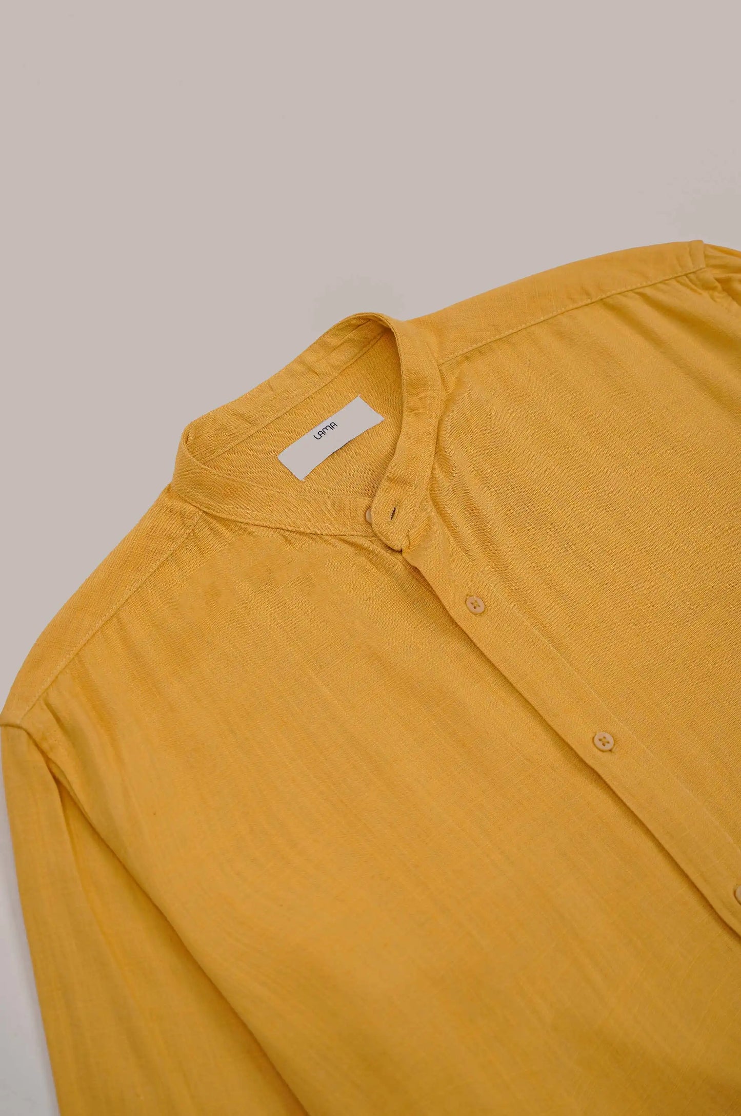 Mustard Button Down Shirt with Mandarin Collar