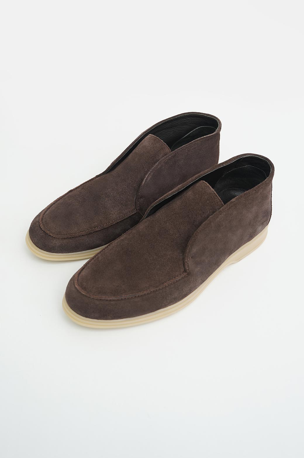 BROWN HIGH-TOP LEATHER LOAFERS