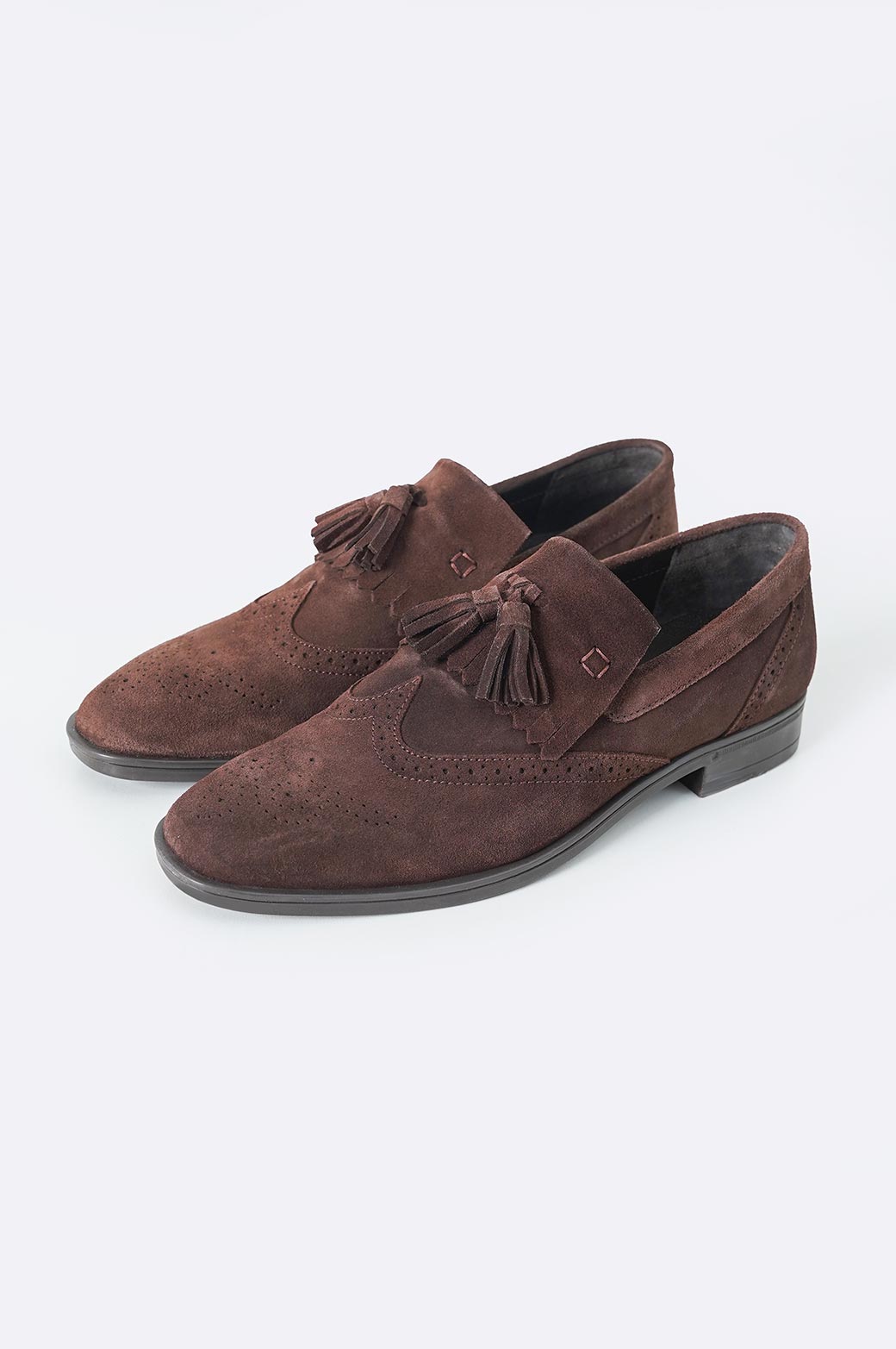 CHOCOLATE BROUGE LEATHER LOAFERS