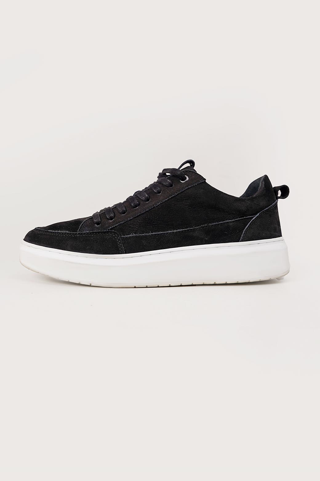 BLACK PLATFORM LEATHER SNEAKERS