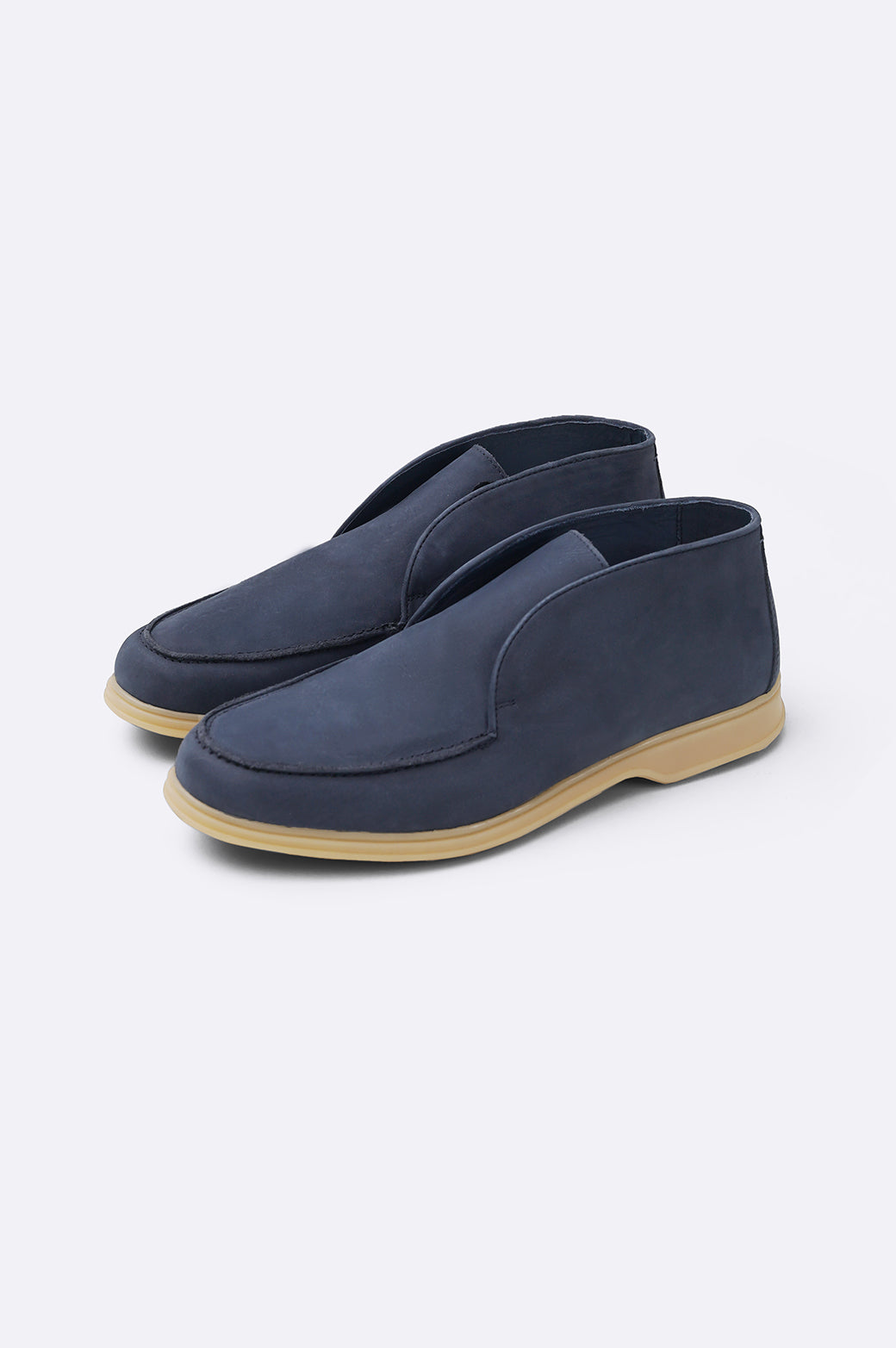 DARK NAVY HIGH-TOP LEATHER LOAFERS