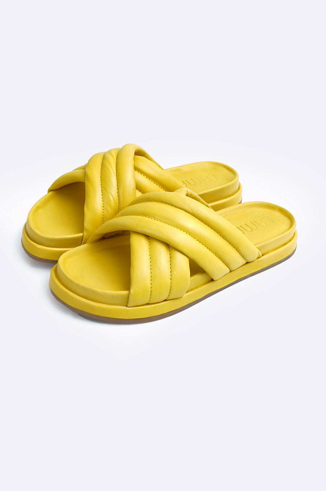 LIME LEATHER COMFORT SLIDES