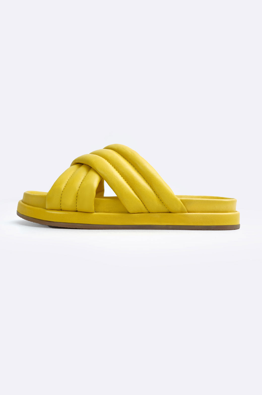 LIME LEATHER COMFORT SLIDES