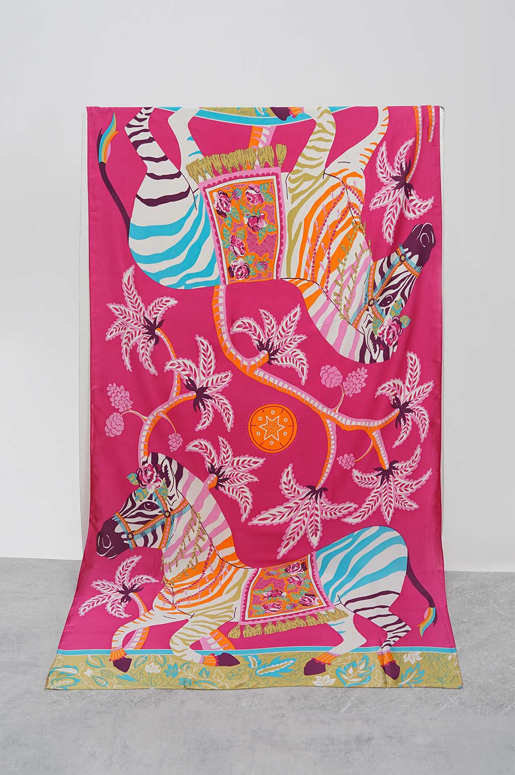 PINK JUNGLE PRINTED SCARF