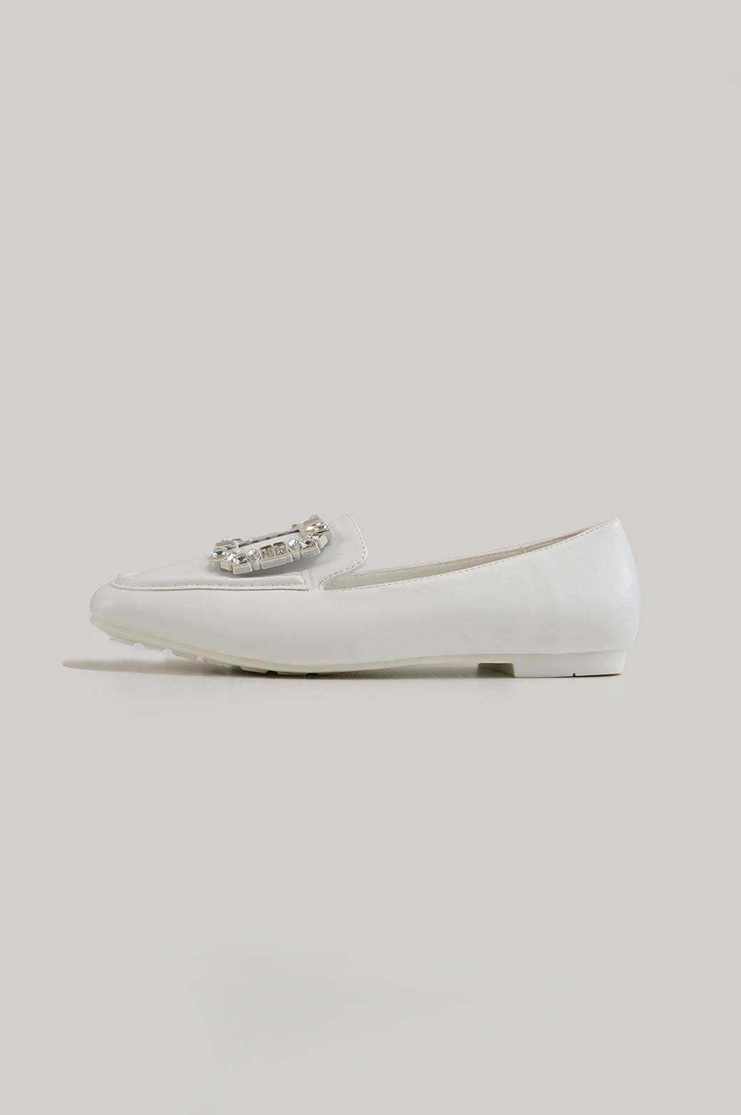 WHITE EMBELLISHED LOAFER