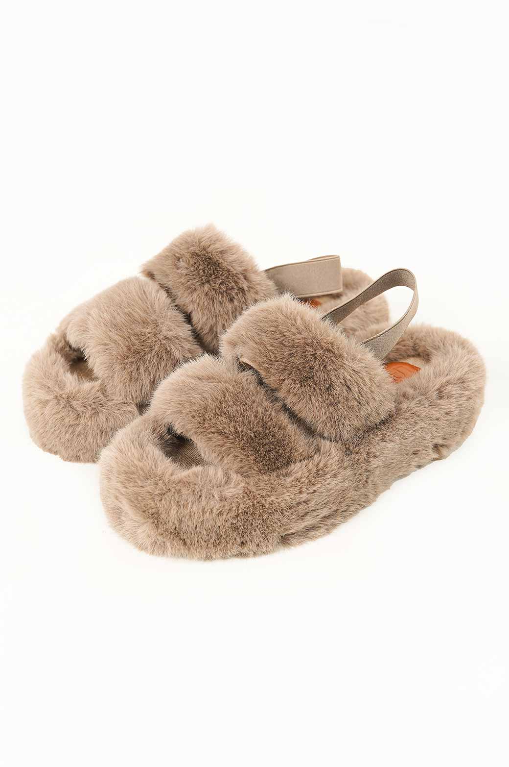 KHAKI PLATFORM FUR SLIDES