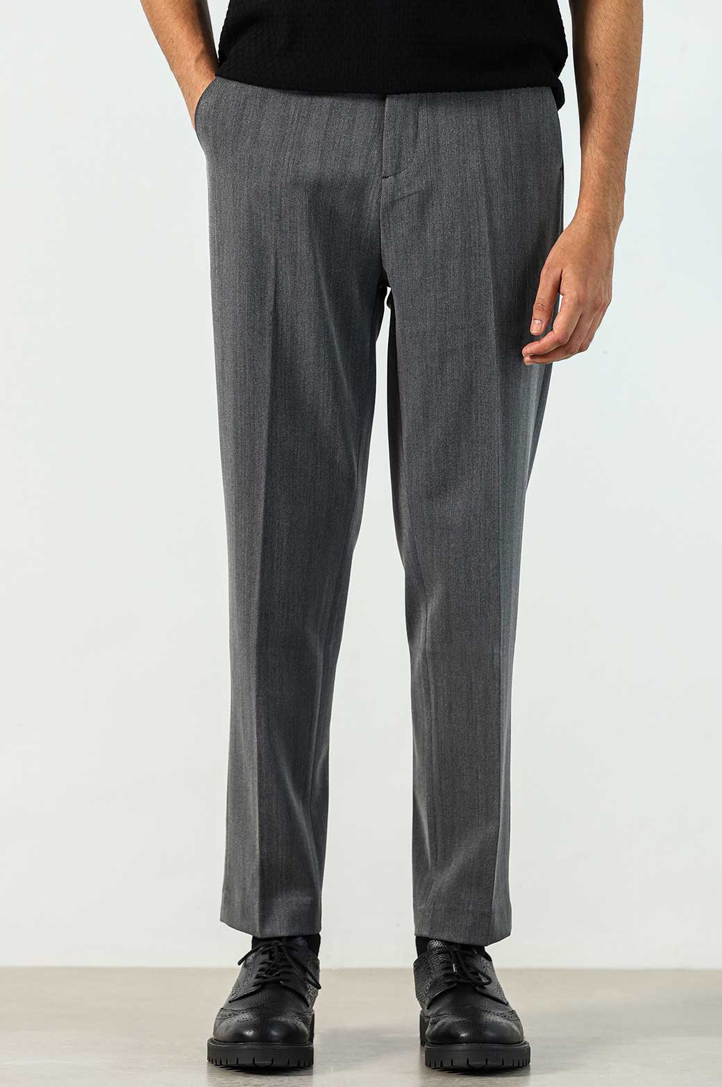 GREY HERINGBONE PANTS