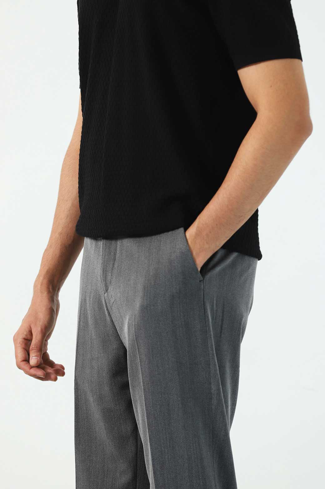 GREY HERINGBONE PANTS