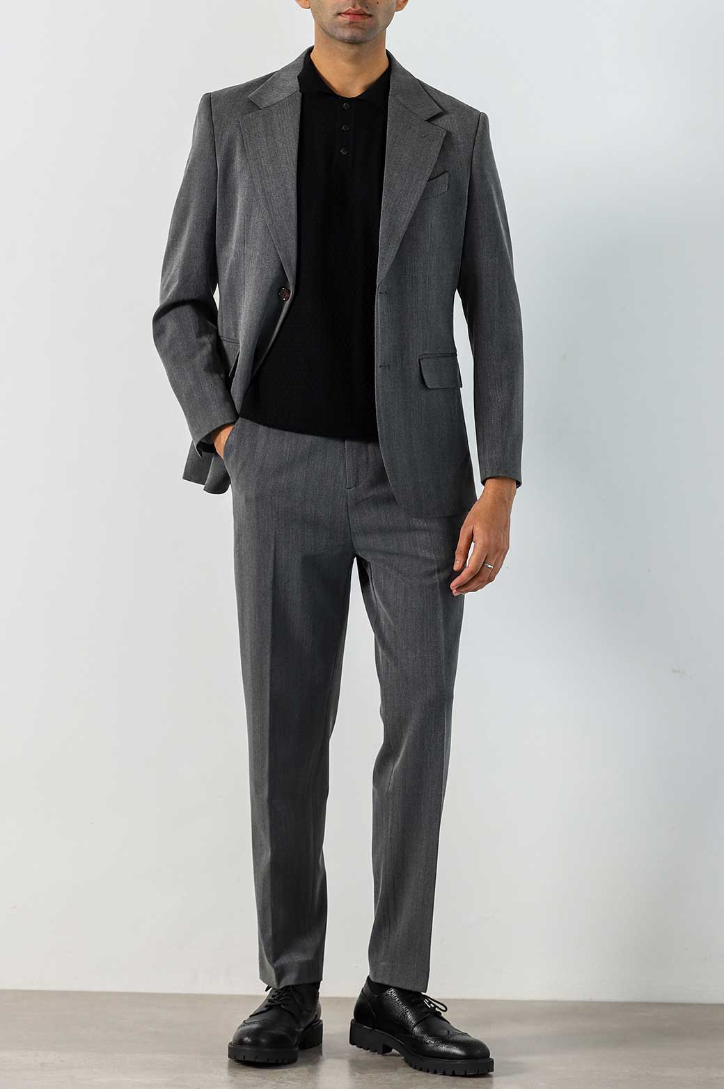 GREY HERINGBONE PANTS