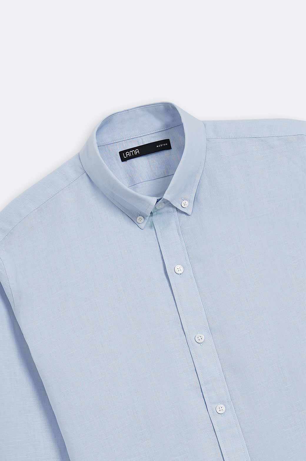 SKY BLUE LINEN BUTTON DOWN SHIRT