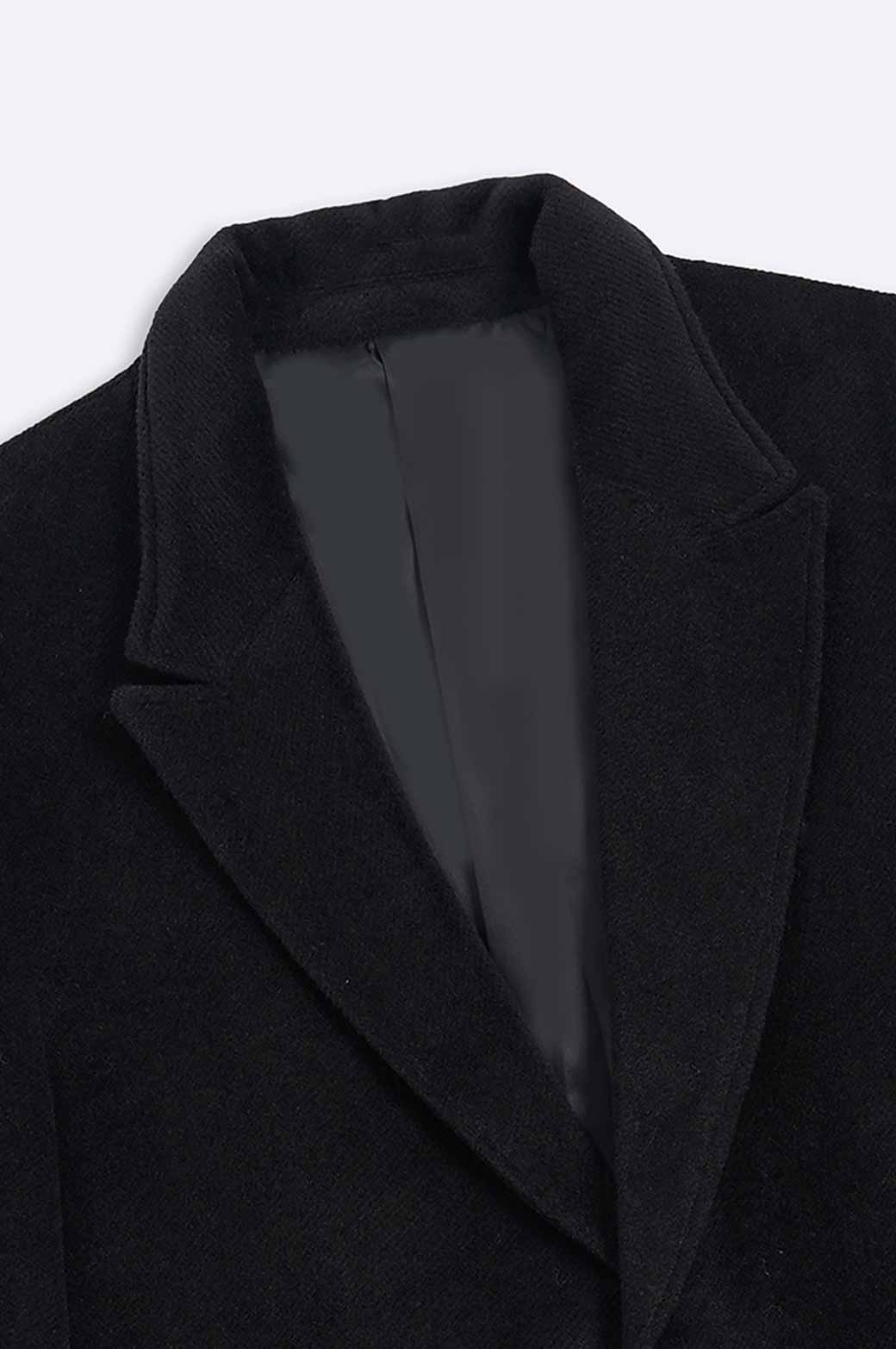 BLACK WOOL BLEND COAT