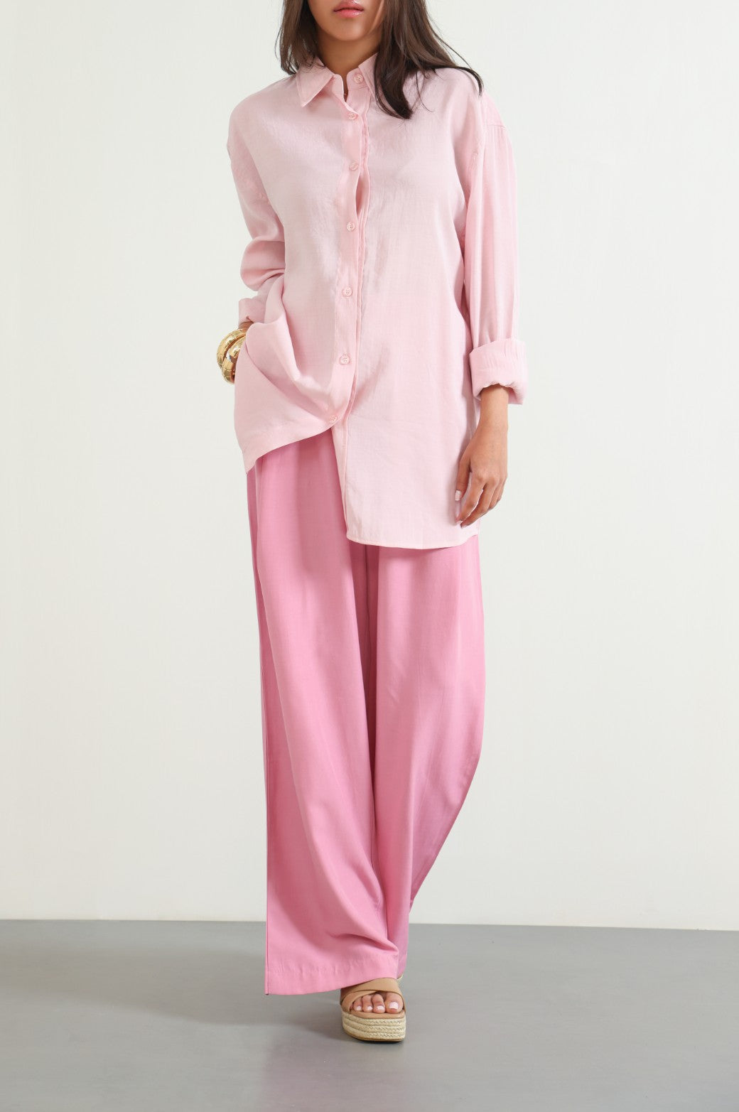 PINK STONE WASH LONG TROUSER