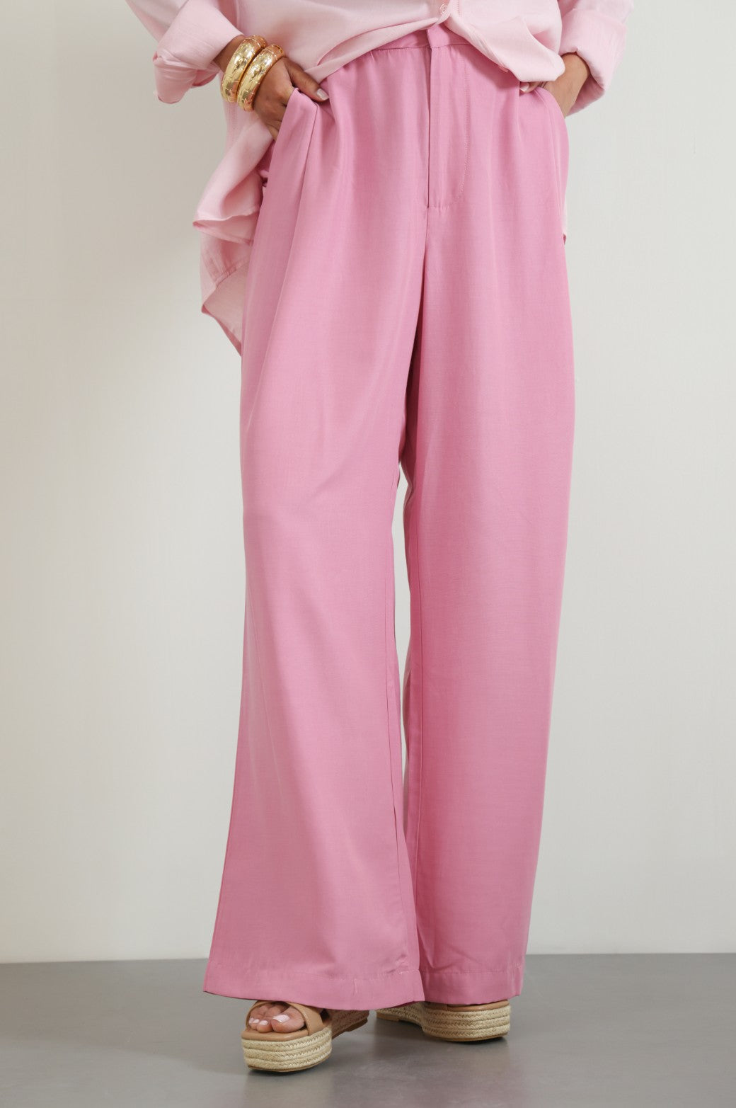 PINK STONE WASH LONG TROUSER