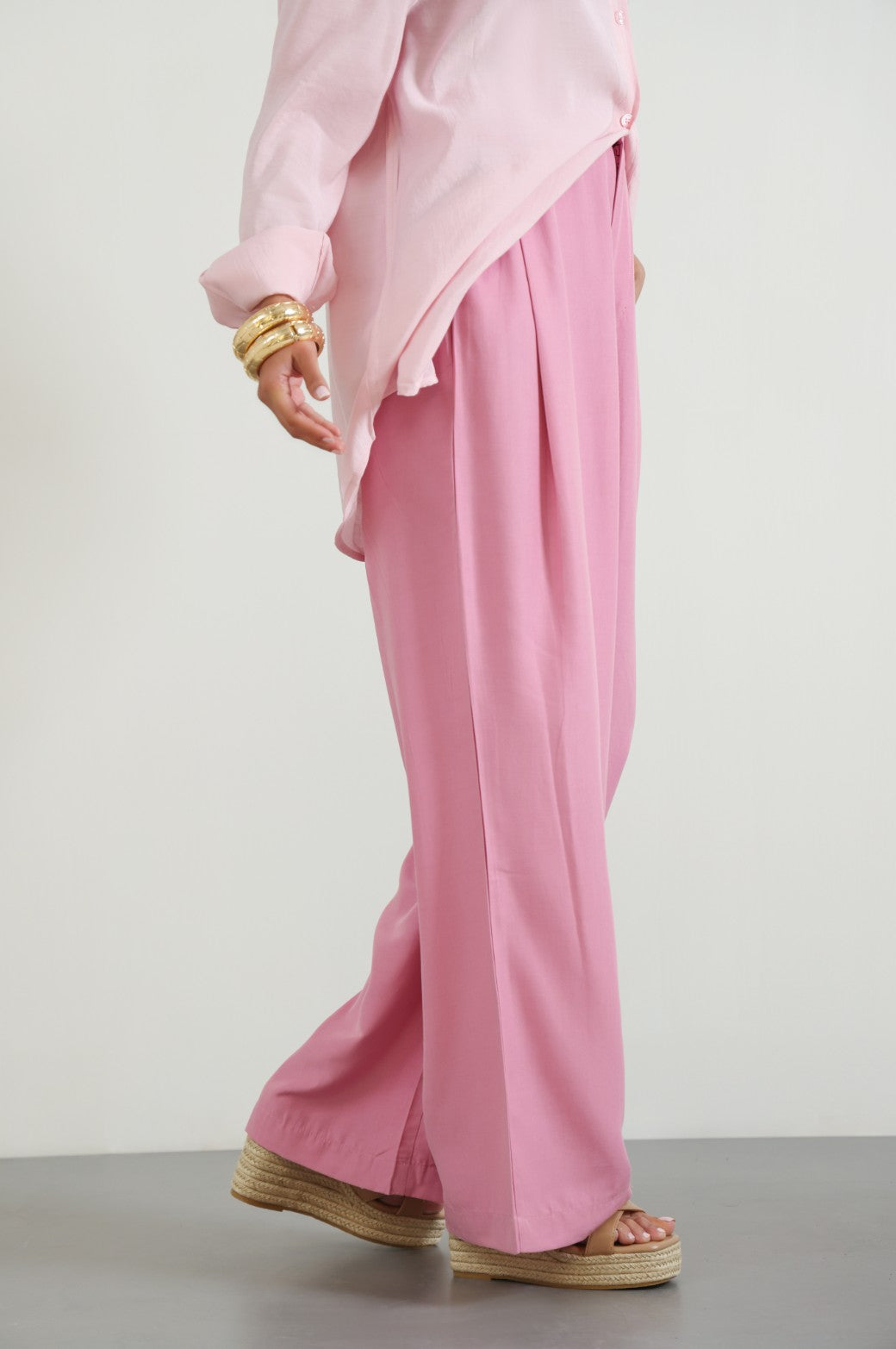 PINK STONE WASH LONG TROUSER
