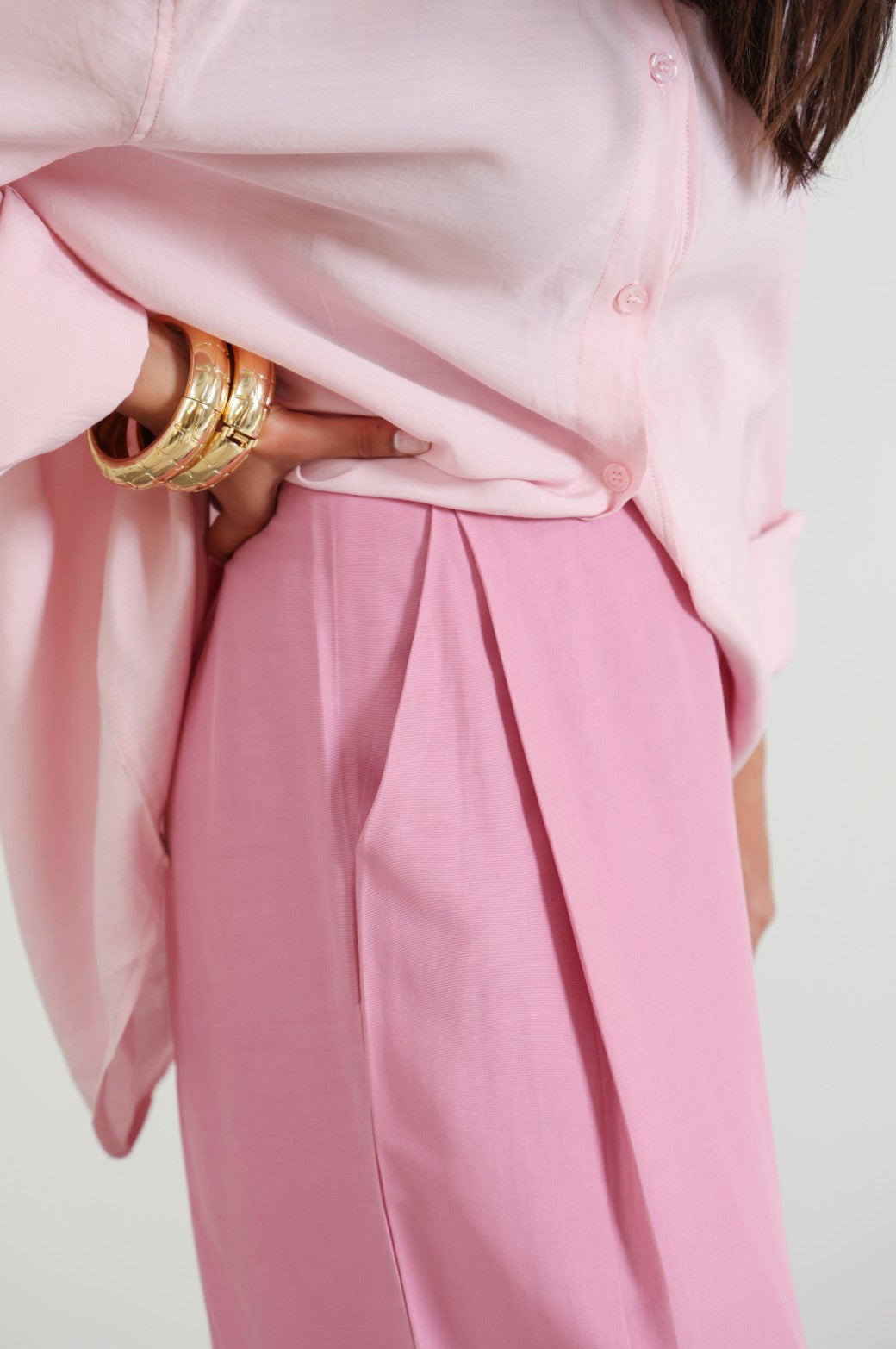 PINK STONE WASH LONG TROUSER