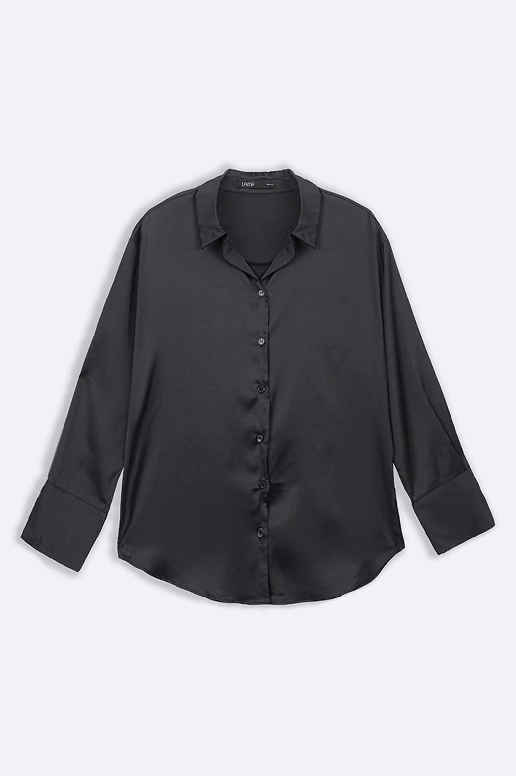 BLACK BASIC SILK SHIRT