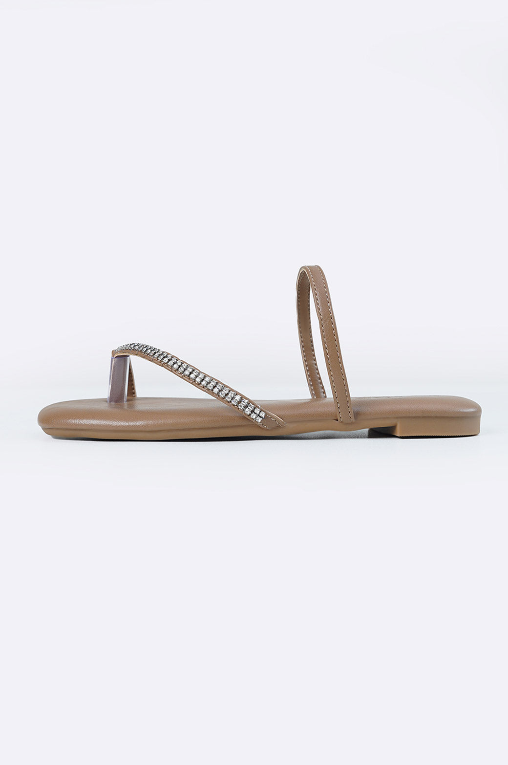 BEIGE SLIDE WITH CRYSTAL STRAP